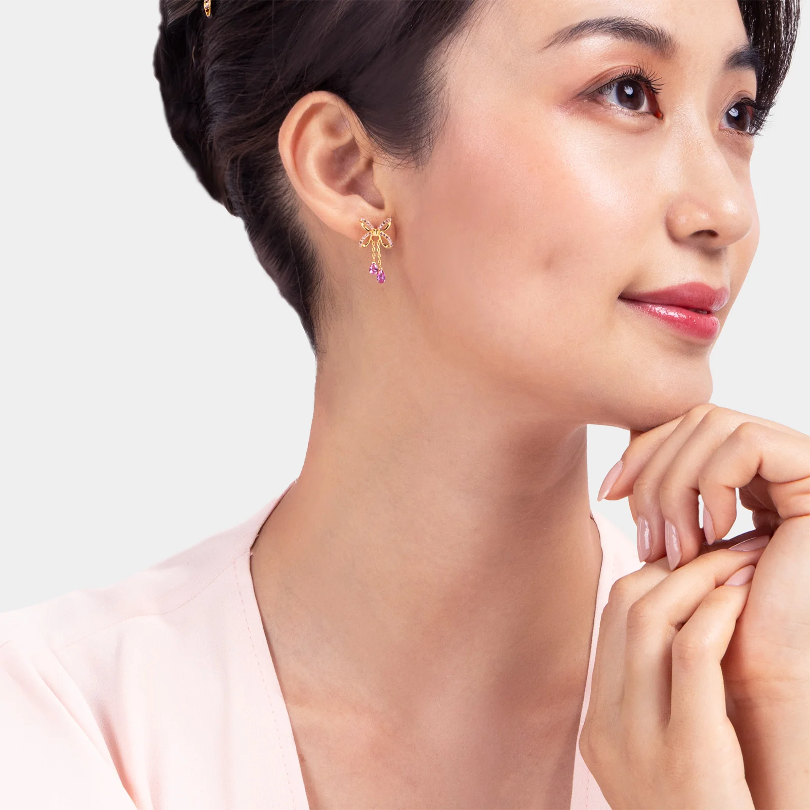 Blissful Knot Earrings Gold - Image 2