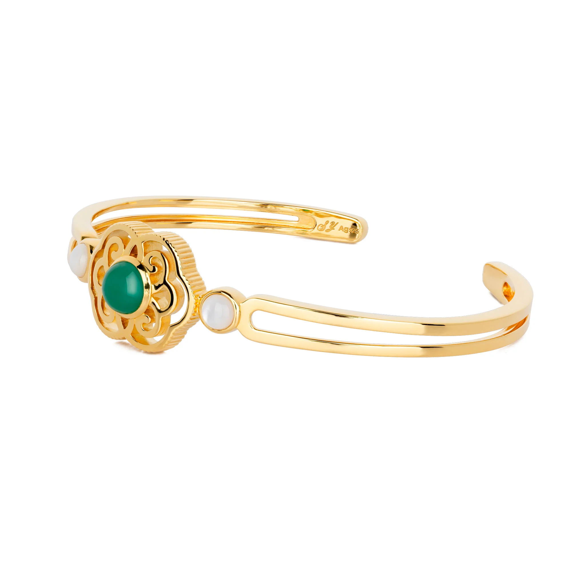 Blissful Ruyi Bangle Green Agate - Image 3