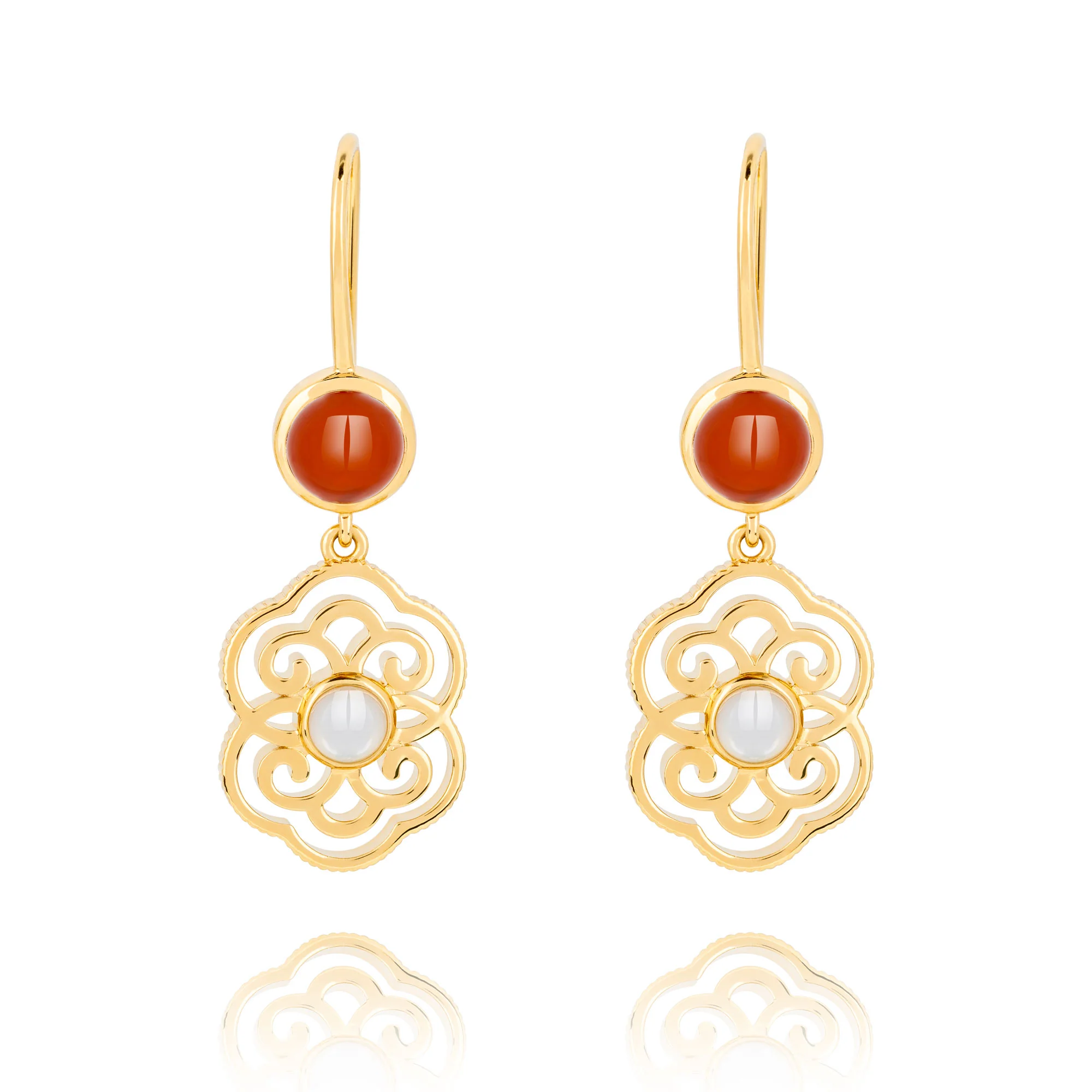 Blissful Ruyi Hook Earrings Carnelian