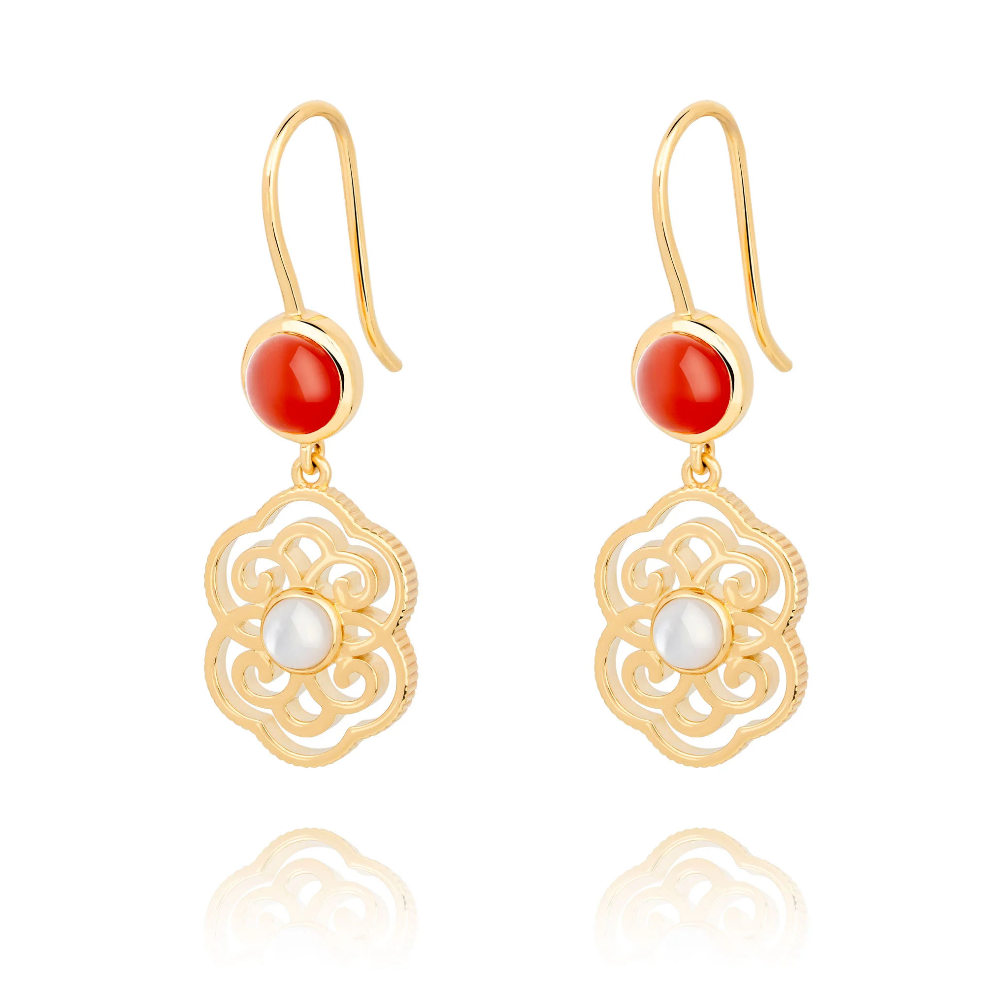 Blissful Ruyi Hook Earrings Carnelian - Image 3