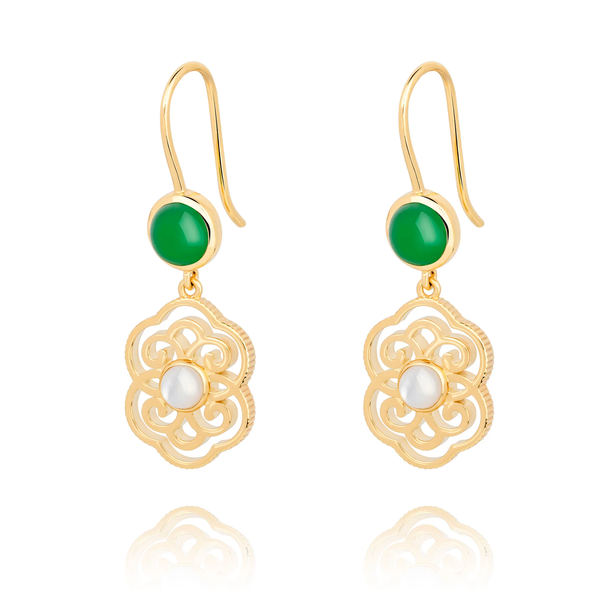 Blissful Ruyi Hook Earrings Green Agate - Image 3