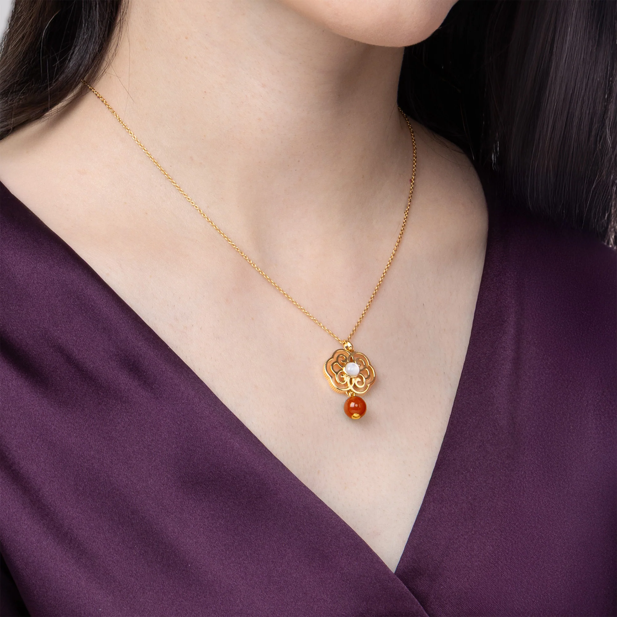 Blissful Ruyi Necklace Carnelian - Image 2