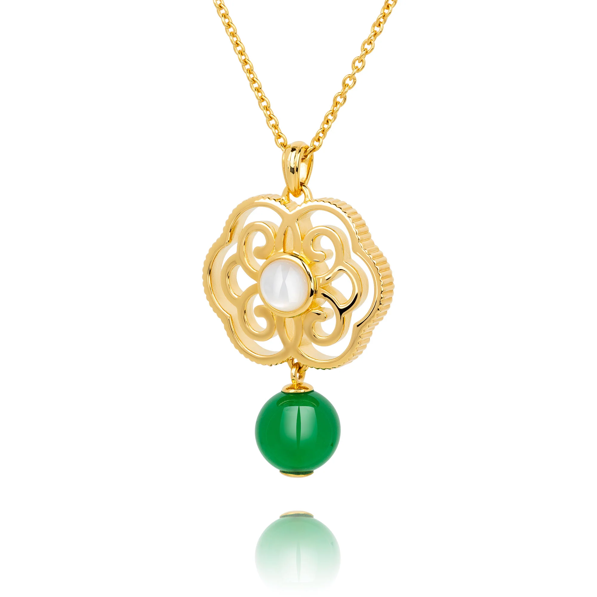 Blissful Ruyi Necklace Green Agate - Image 3