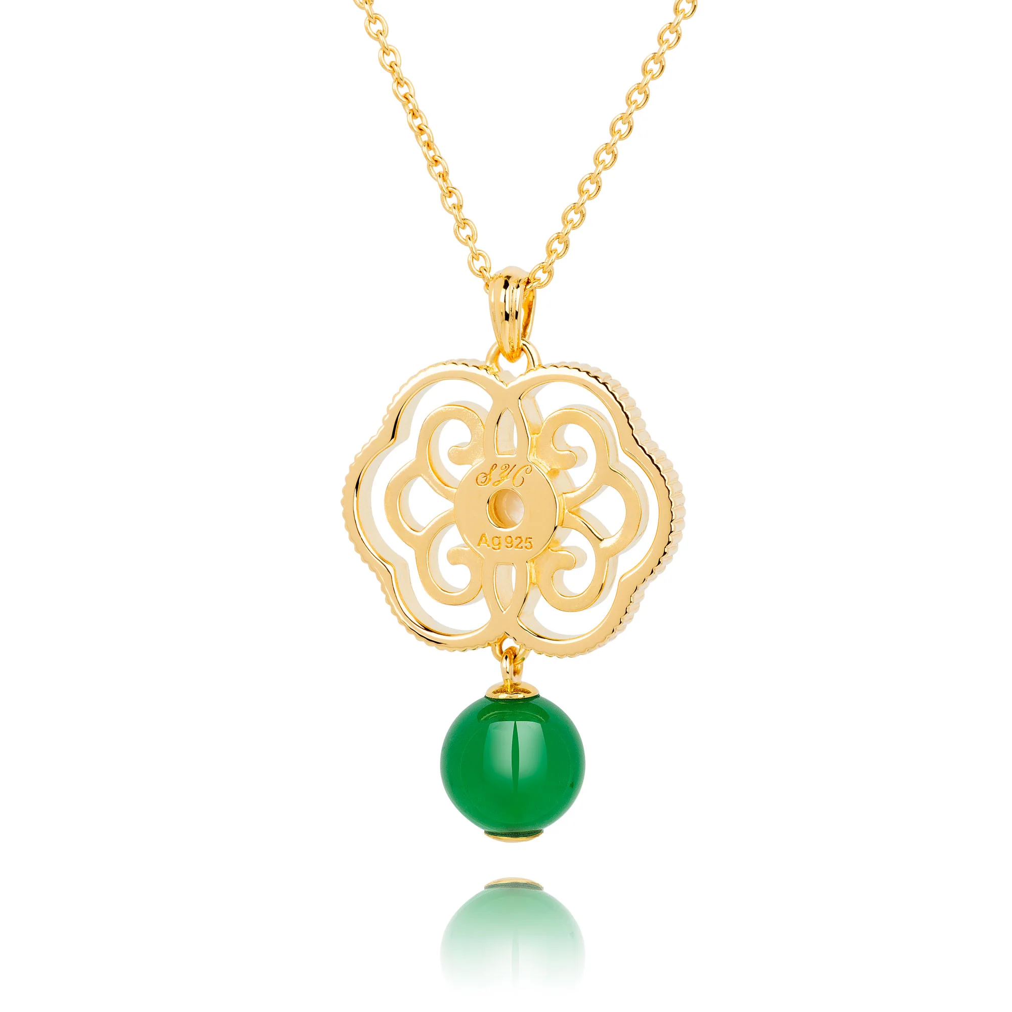Blissful Ruyi Necklace Green Agate - Image 4