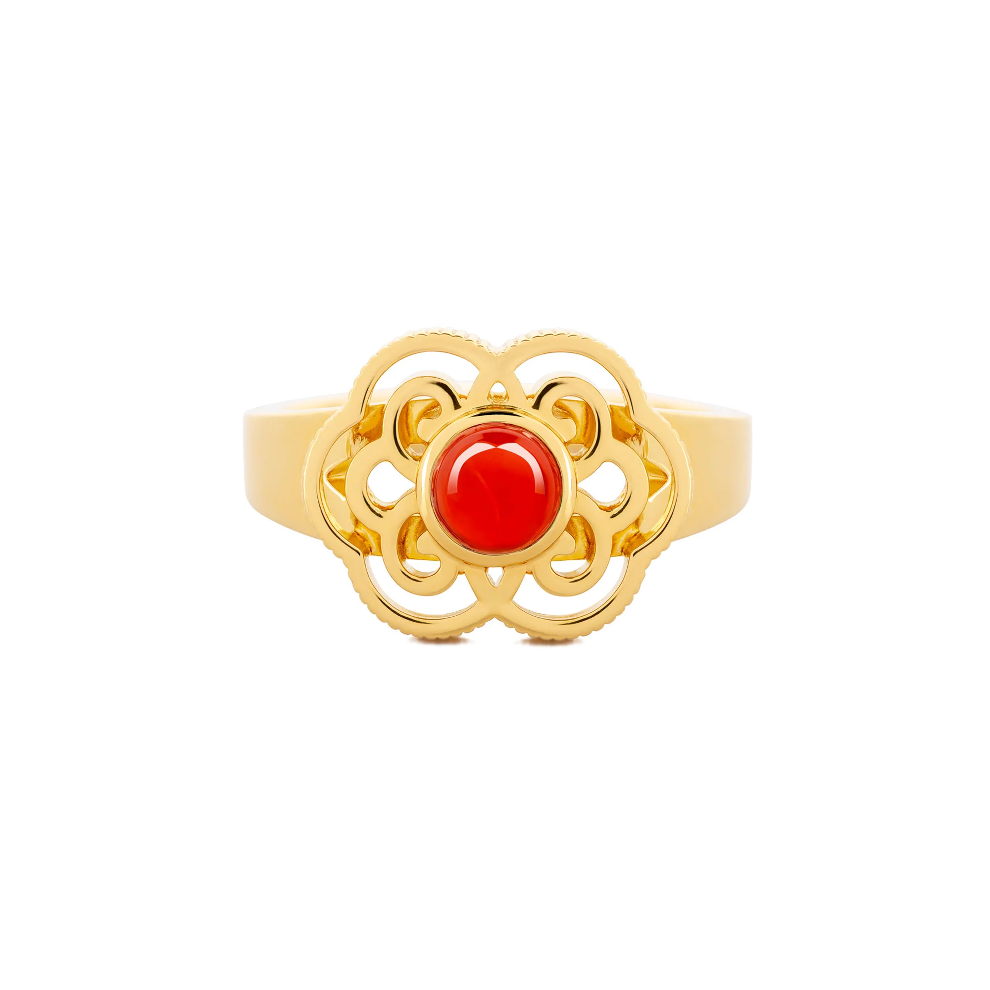 Blissful Ruyi Ring Carnelian