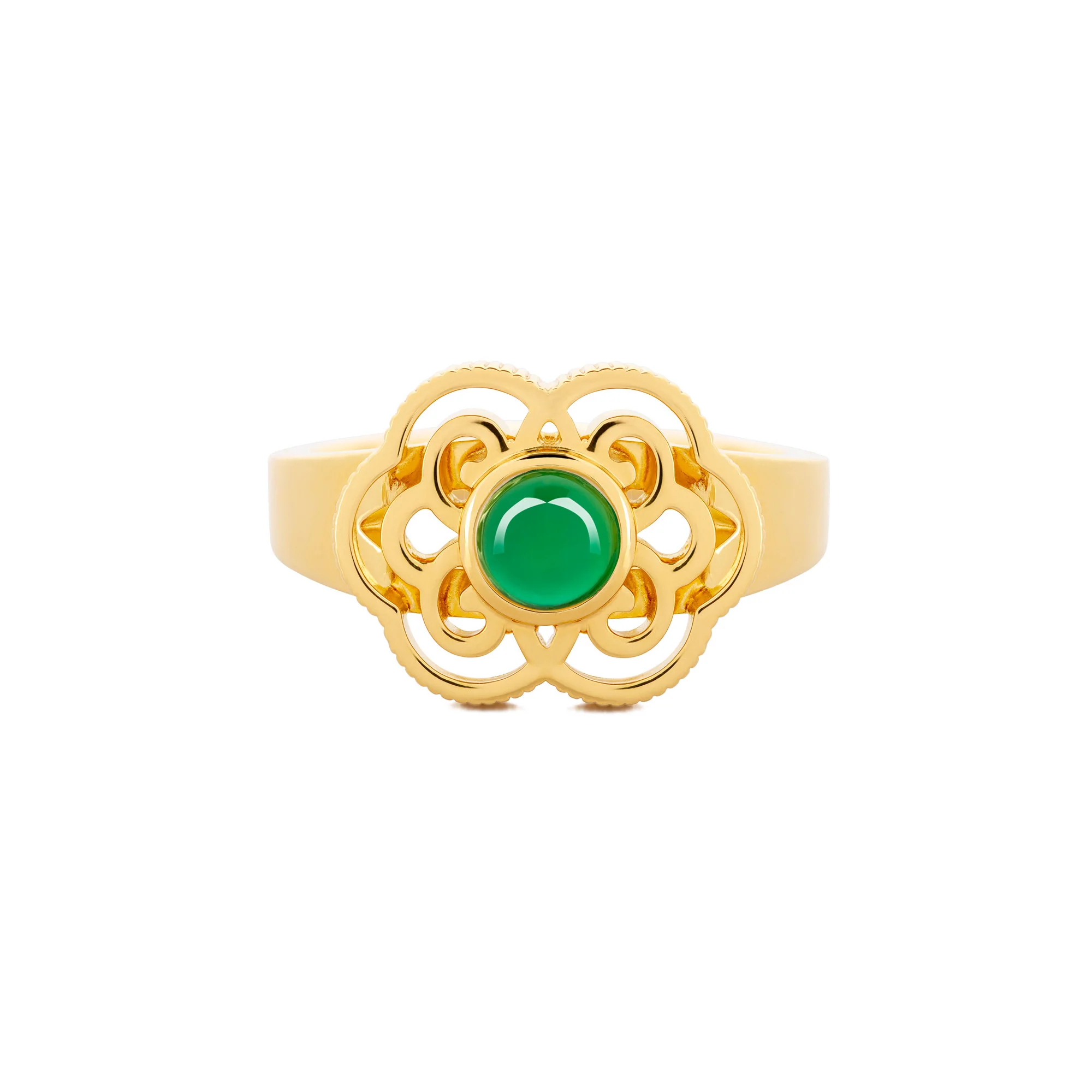 Blissful Ruyi Ring Green Agate