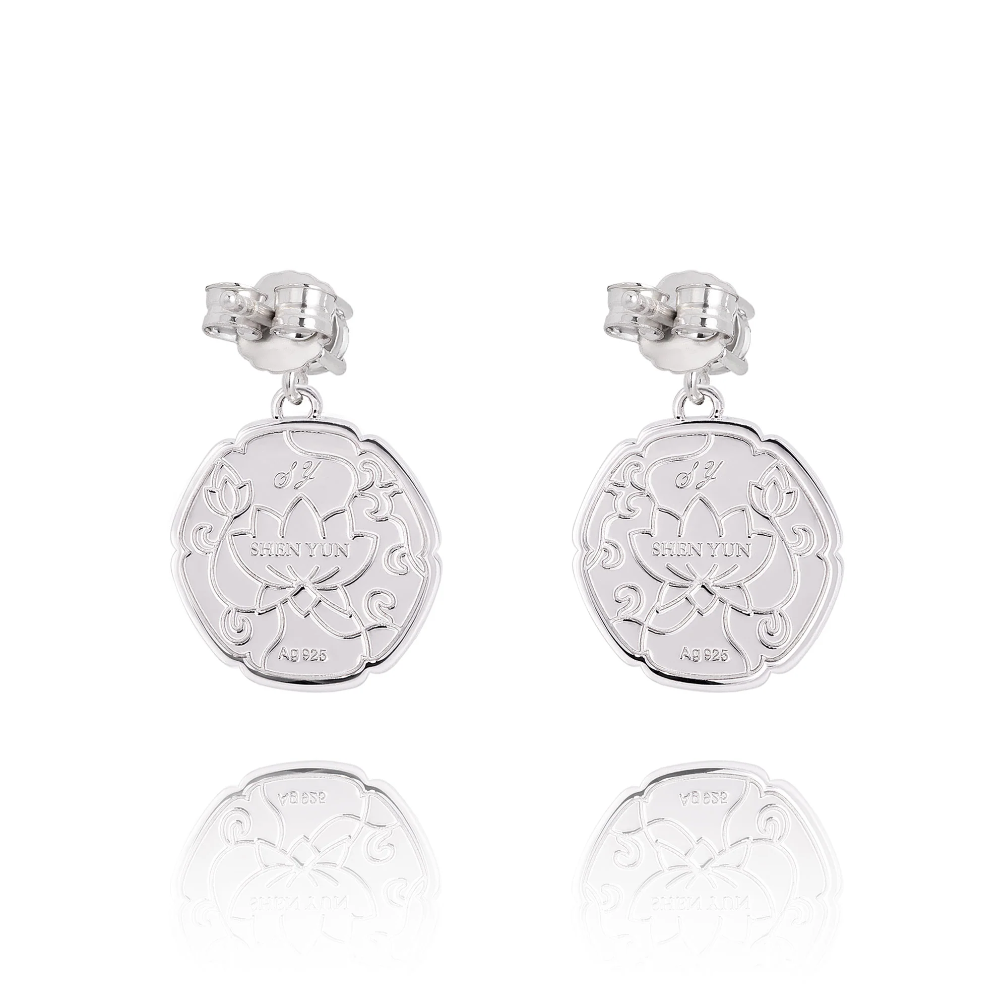 Blue and White Lotus Earrings - Image 3