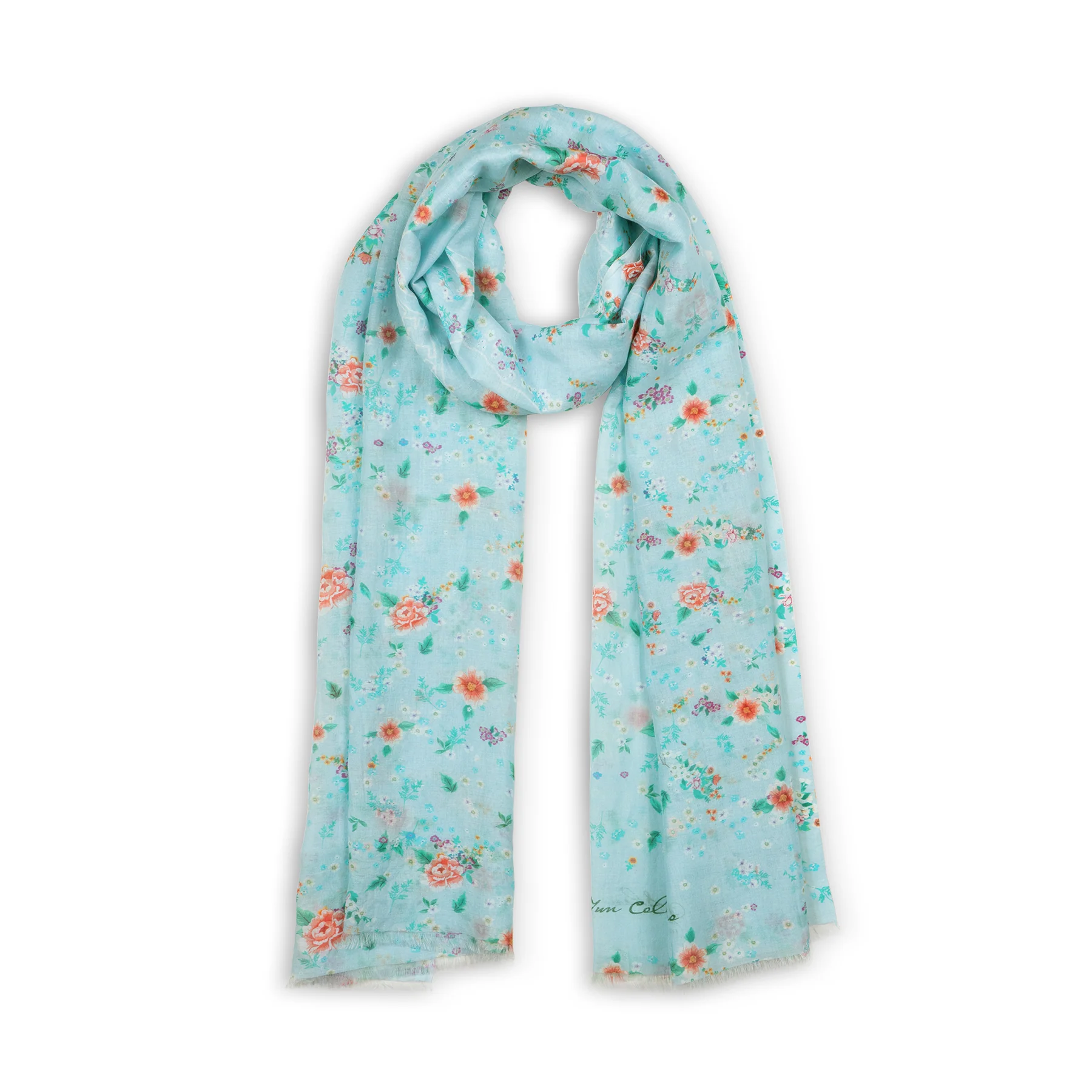 Celestial Flowers Long Scarf - Blue - Image 2