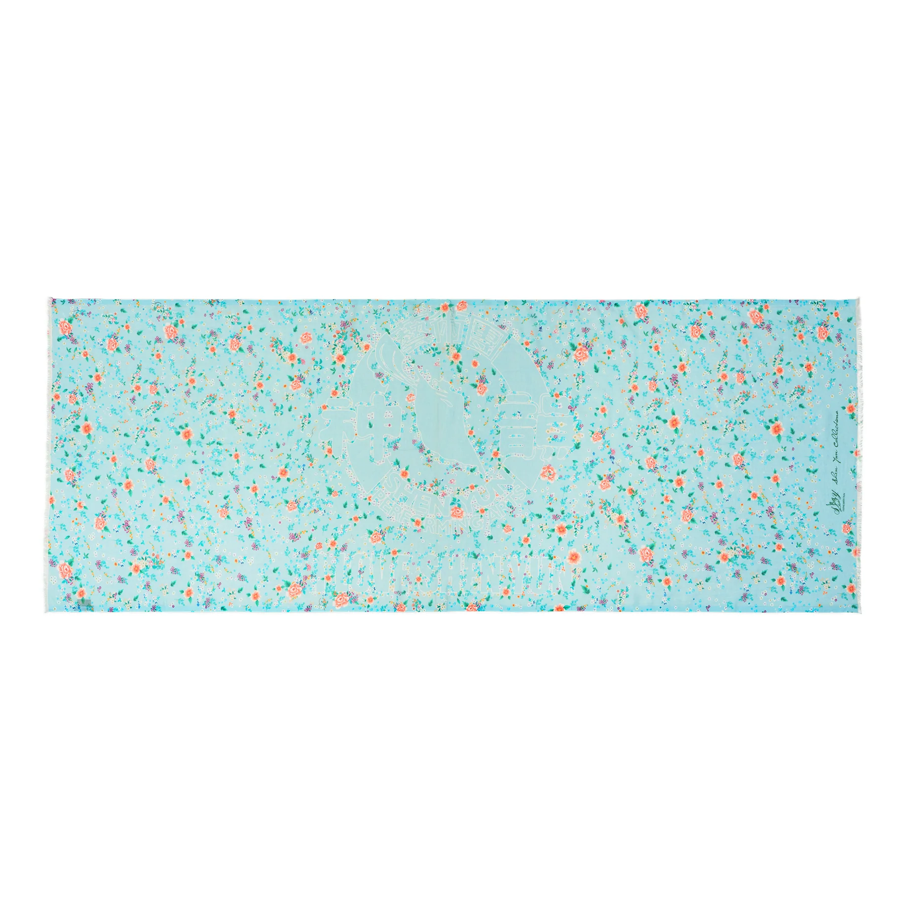 Celestial Flowers Long Scarf - Blue - Image 4