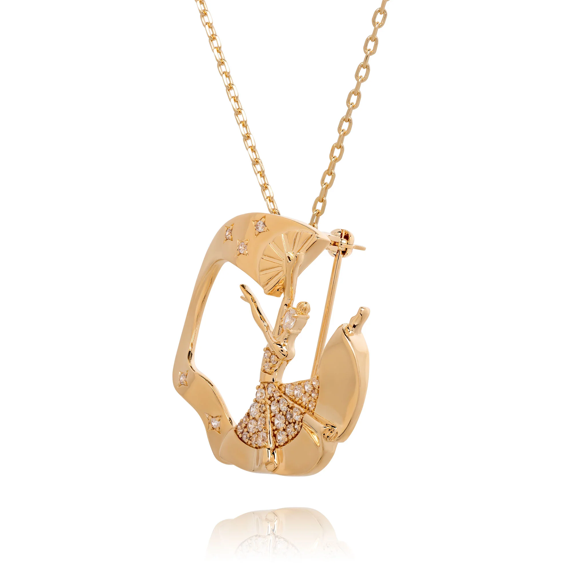 Fan Dance Brooch Gold - Image 5