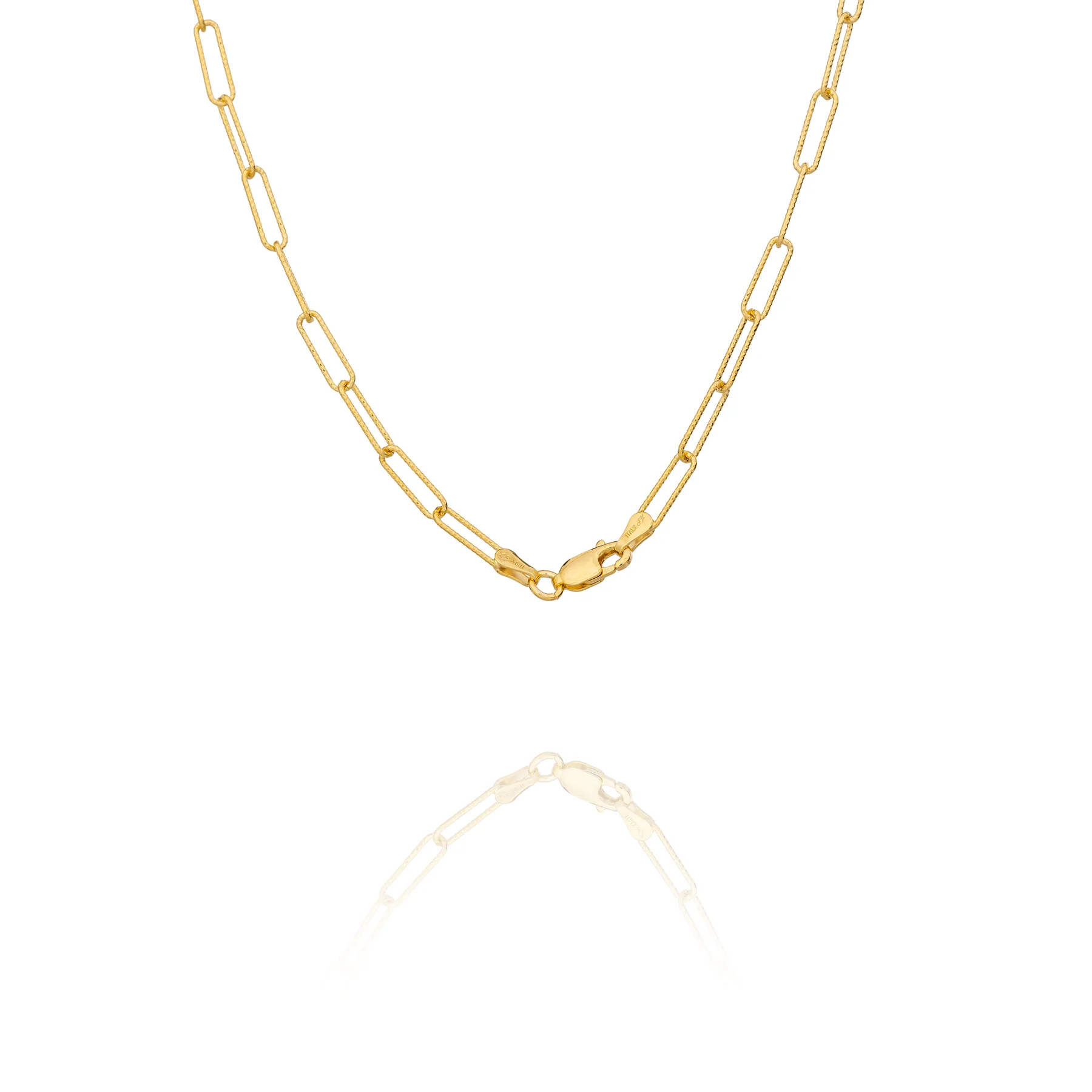 Diamond Cut Paperclip Chain Gold Vermeil 24" - Image 2
