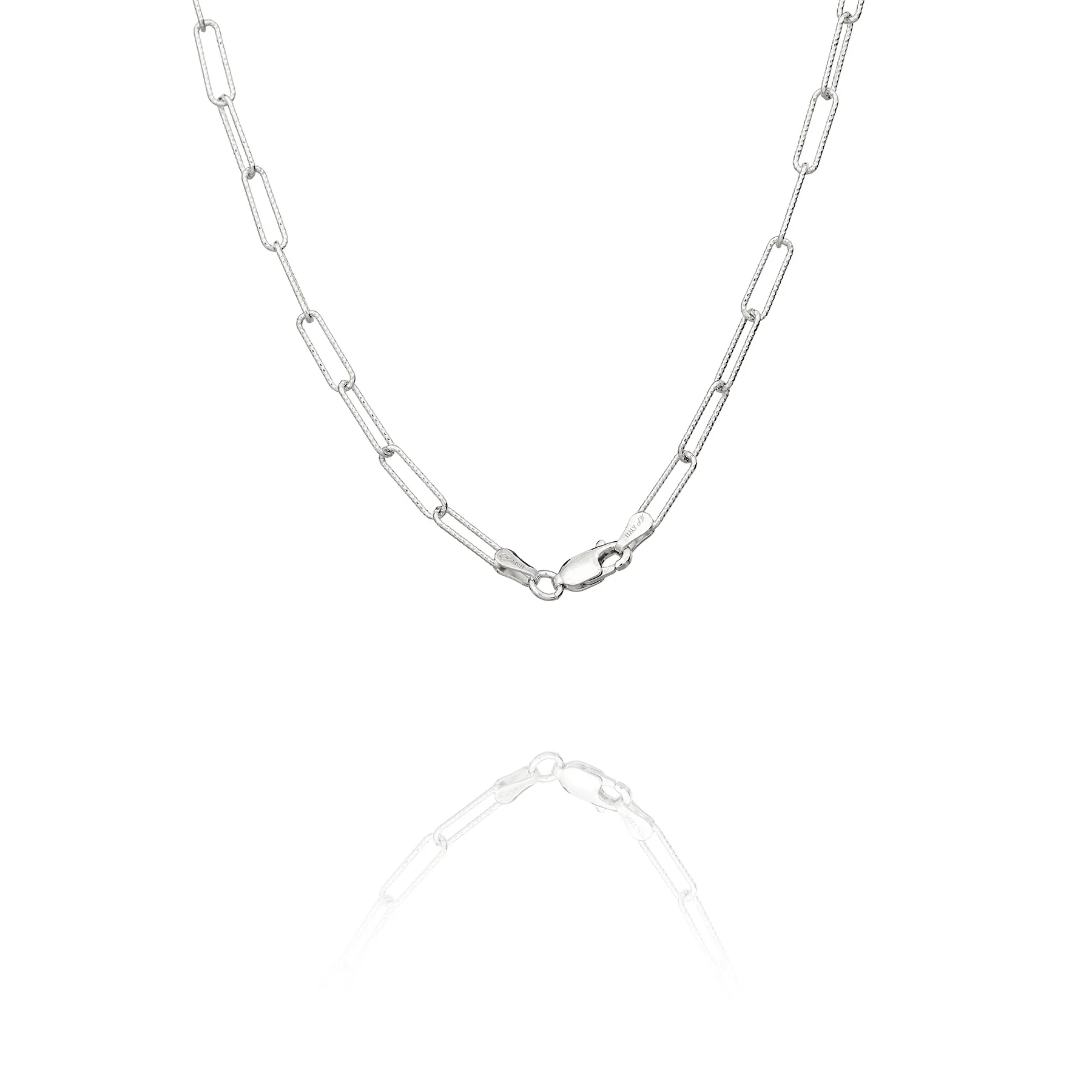 Diamond Cut Paperclip Chain Silver 24" - Image 2