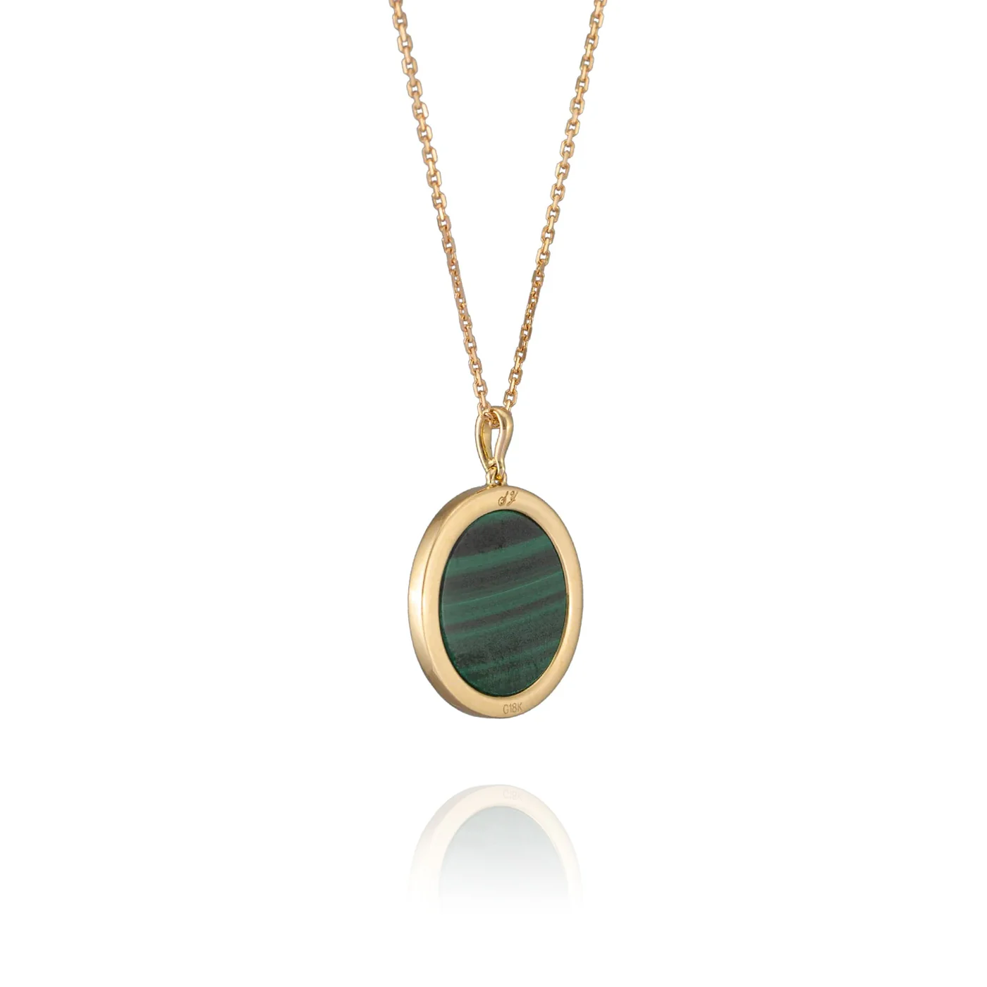 Divine Grace Pendant 18kt Yellow Gold with Malachite - Image 4