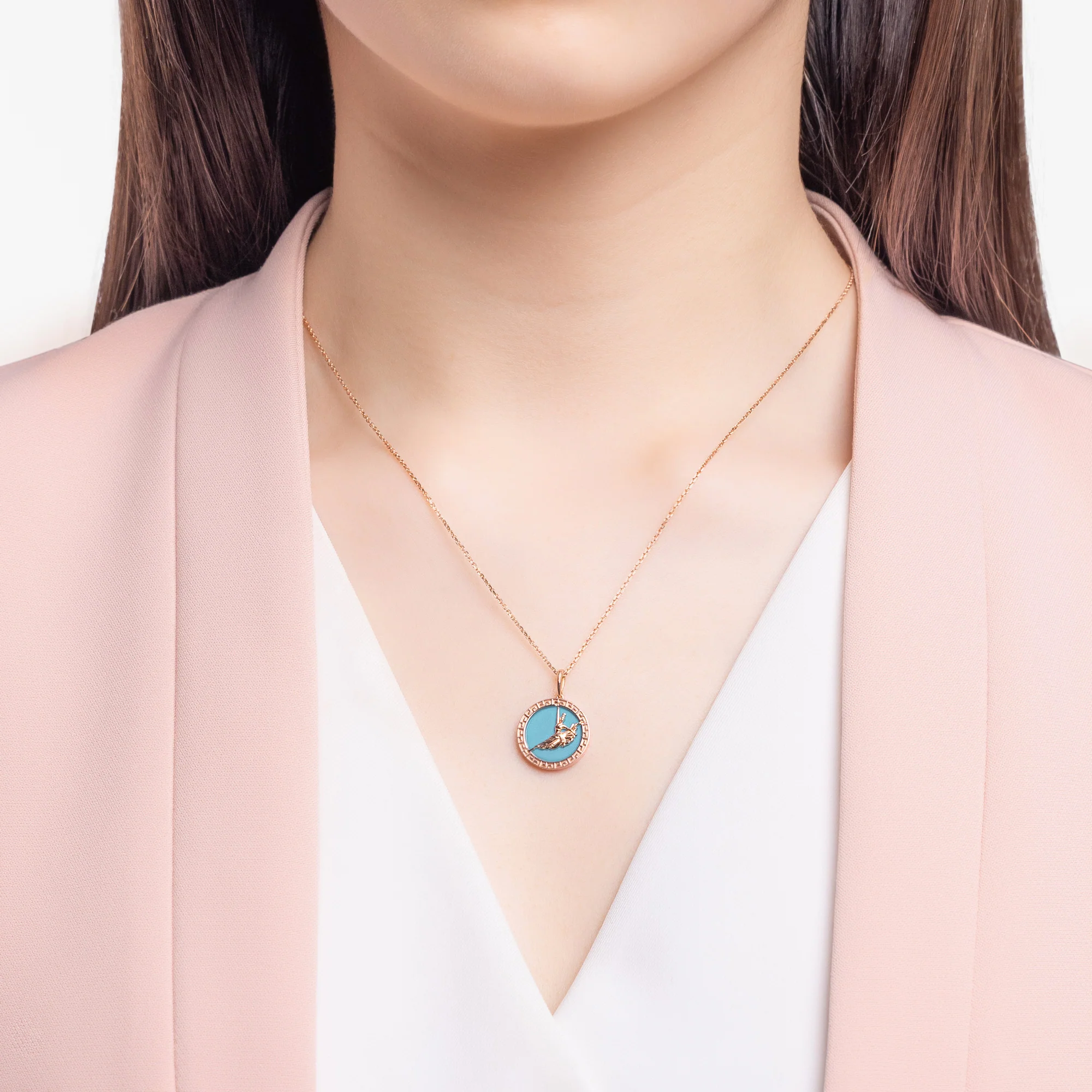 Divine Grace Pendant 18kt Rose Gold with Turquoise - Image 4