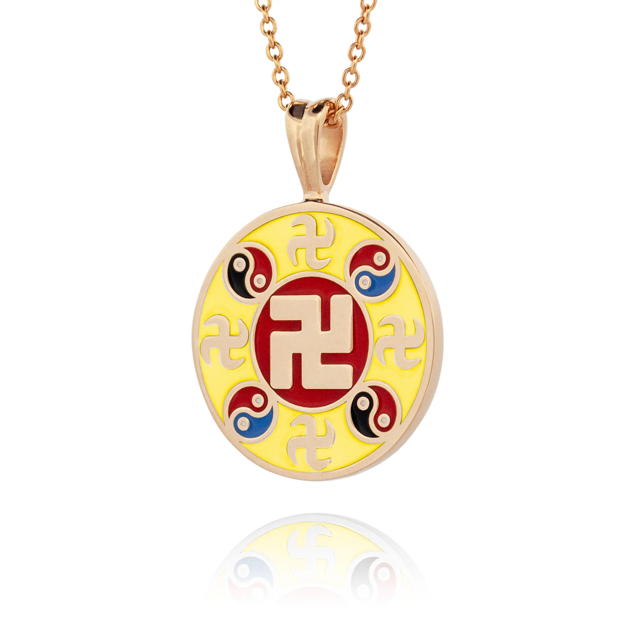Falun Enamel Yellow Pendant 18kt Yellow Gold 20mm - Image 2