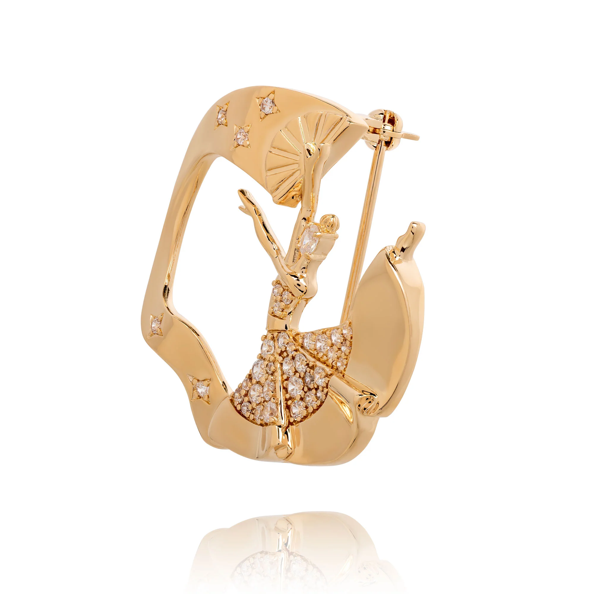 Fan Dance Brooch Gold - Image 2