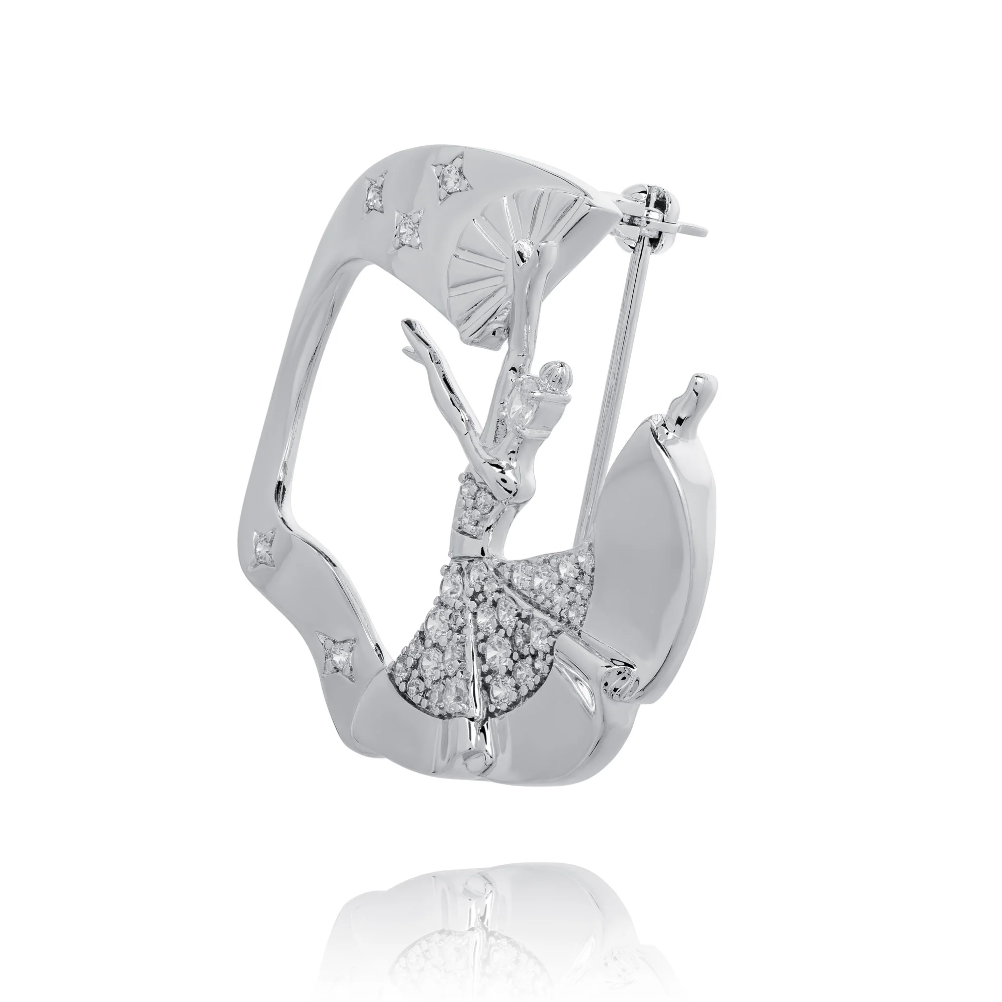 Fan Dance Brooch Silver - Image 2