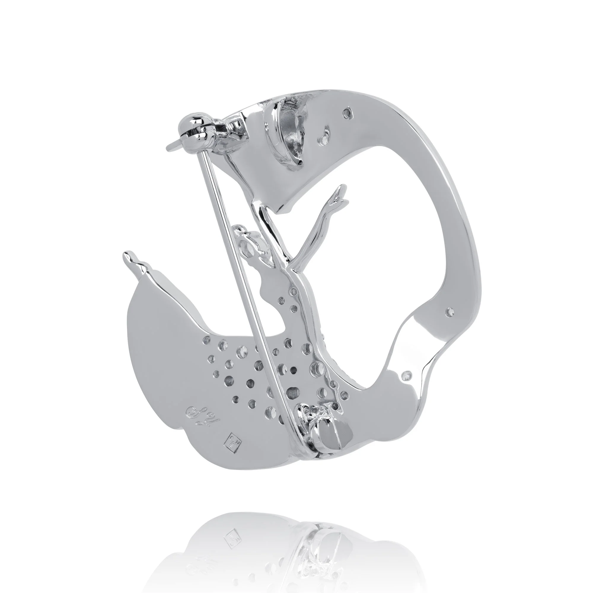 Fan Dance Brooch Silver - Image 3
