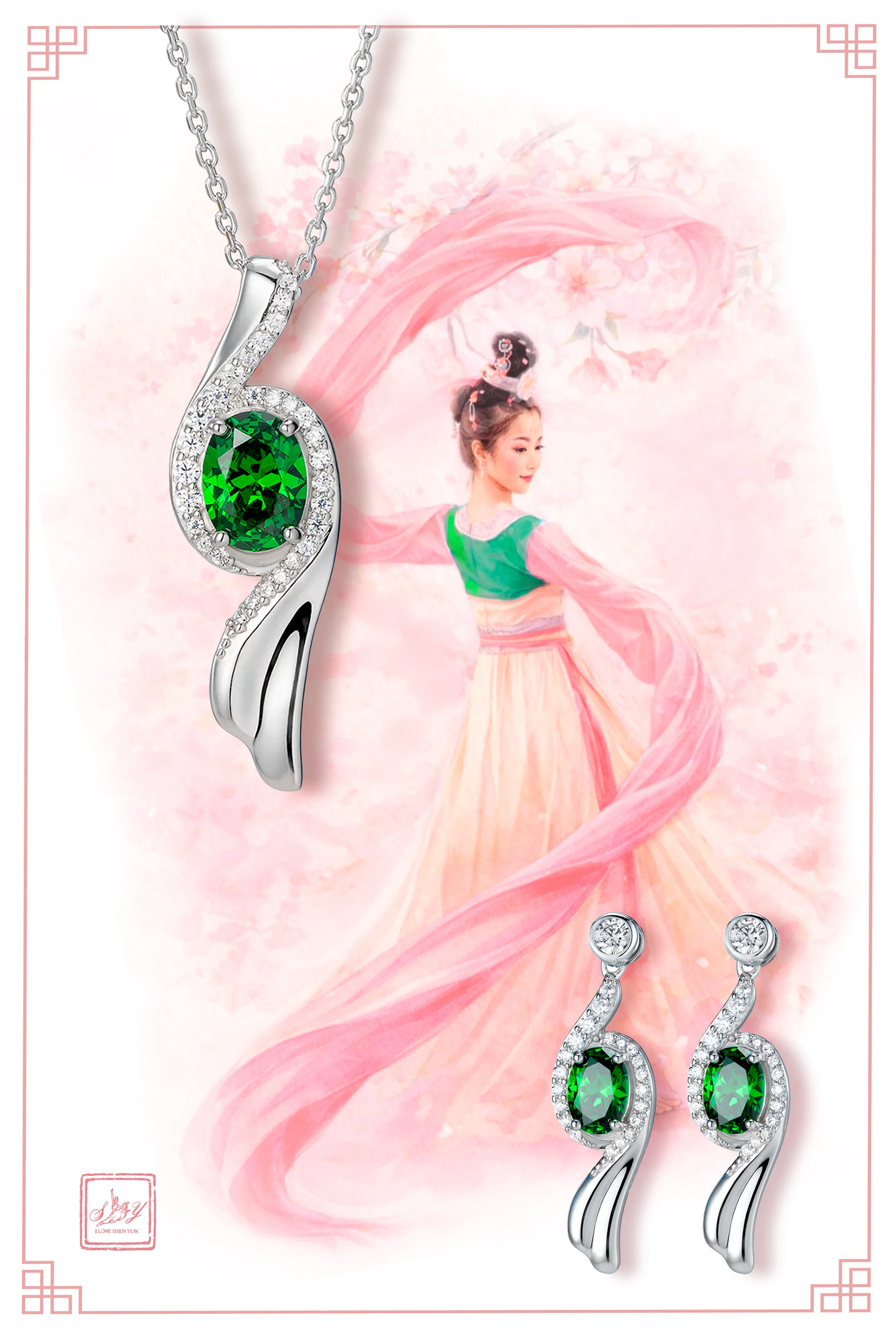 Flying Sleeves Necklace Green - Image 5