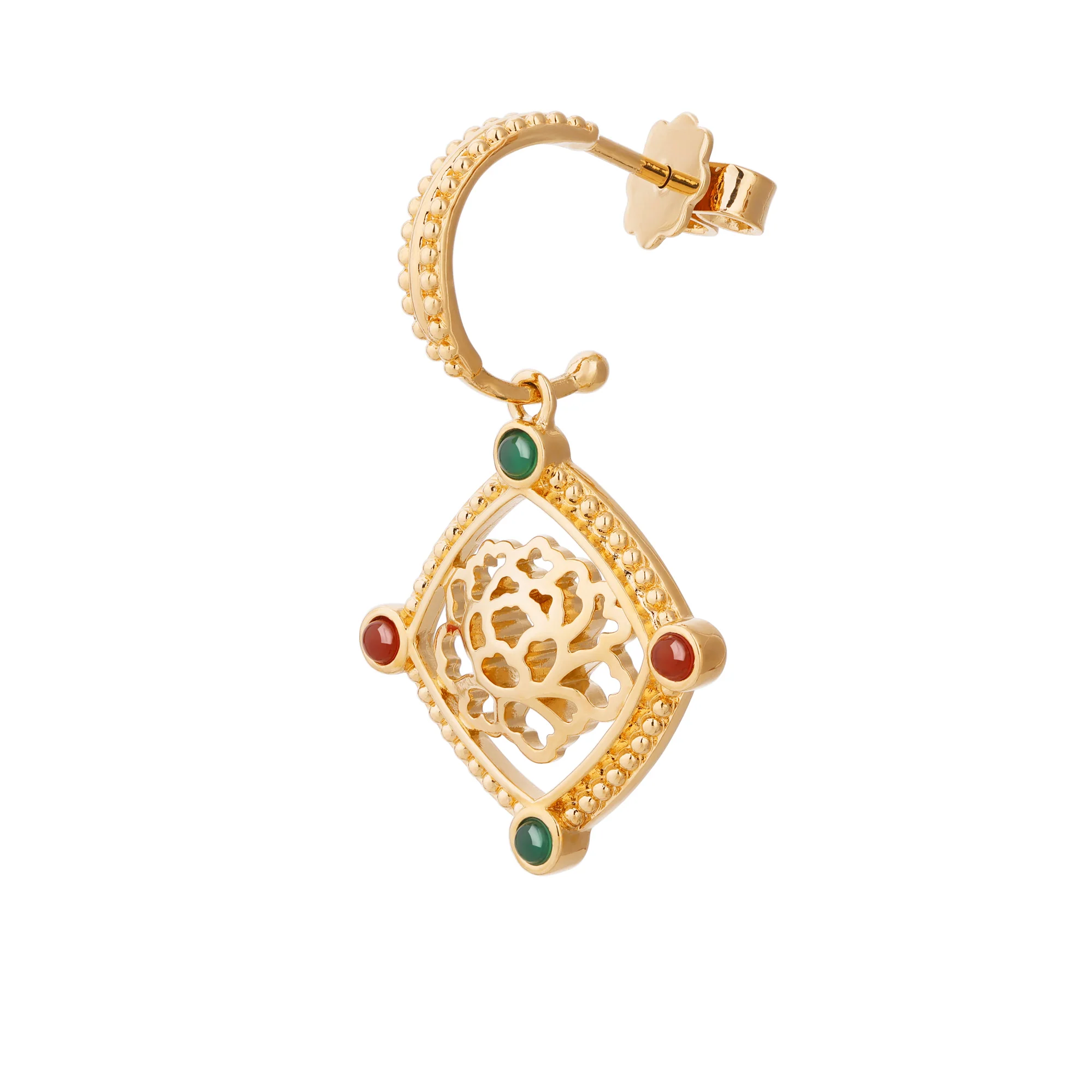 Golden Tang Peony Dangle Earrings - Image 2