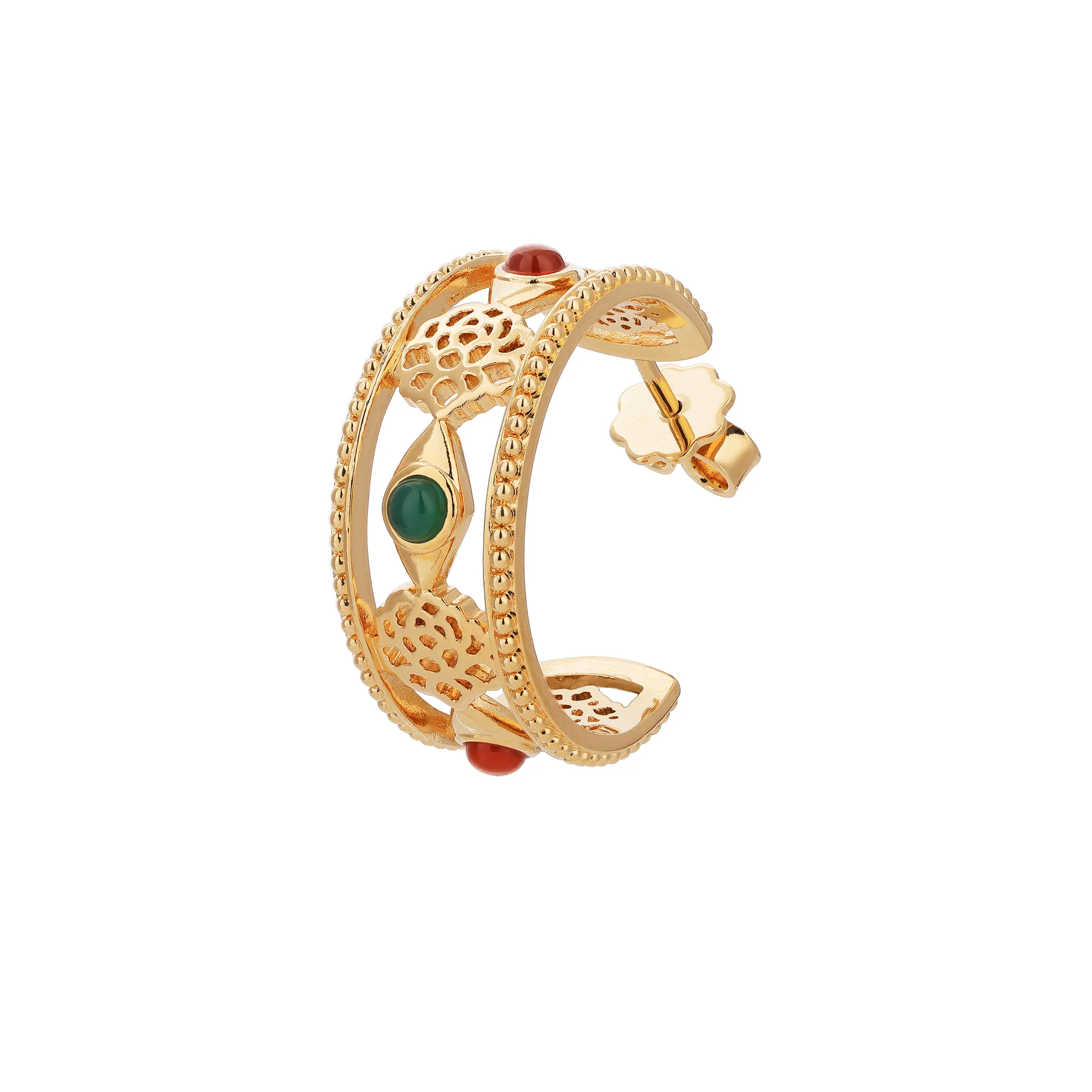 Golden Tang Peony Hoop Earrings - Image 2
