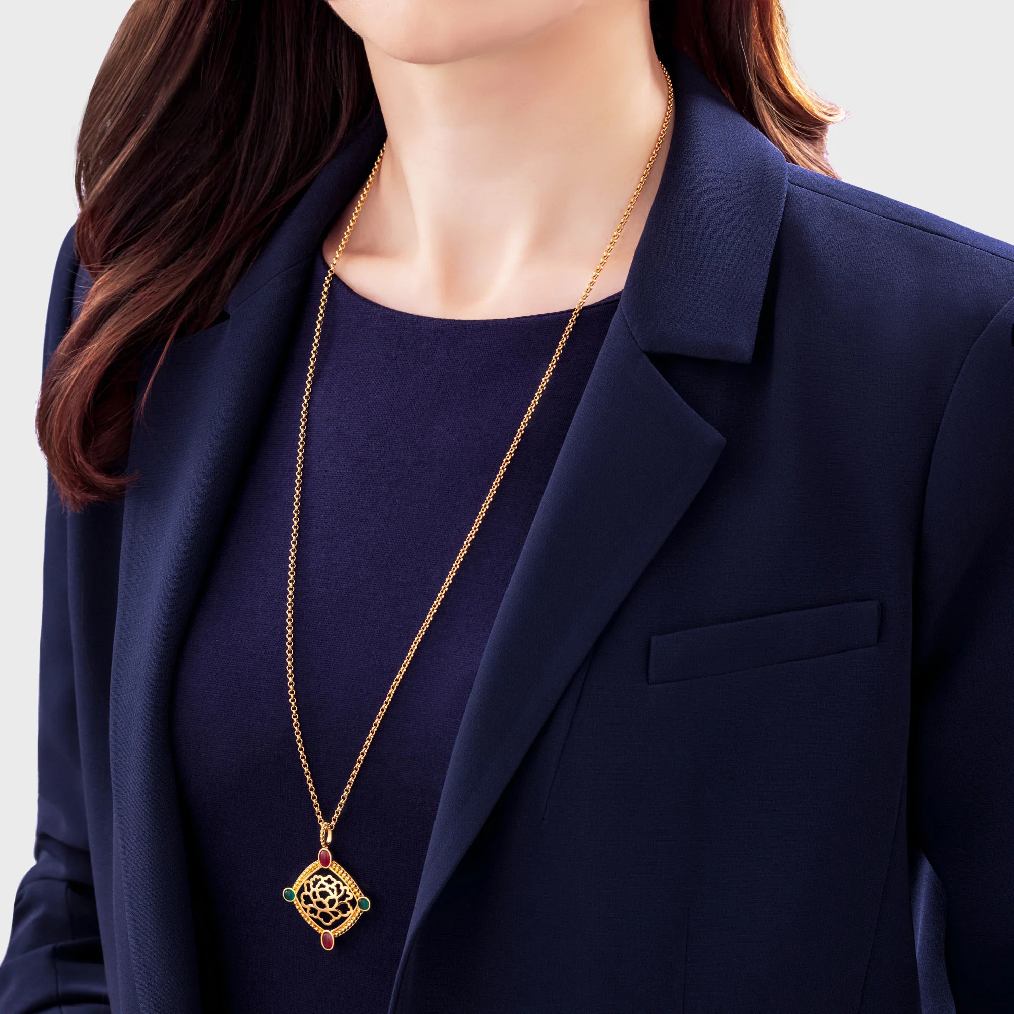 Golden Tang Peony Necklace - Image 3