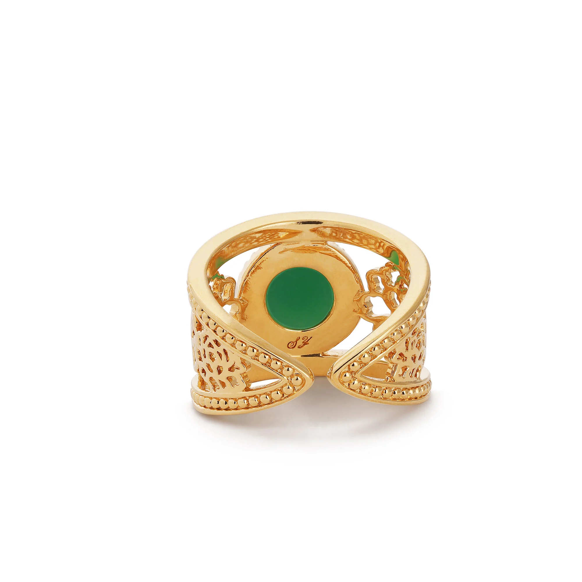 Golden Tang Peony Ring - Green - Image 3