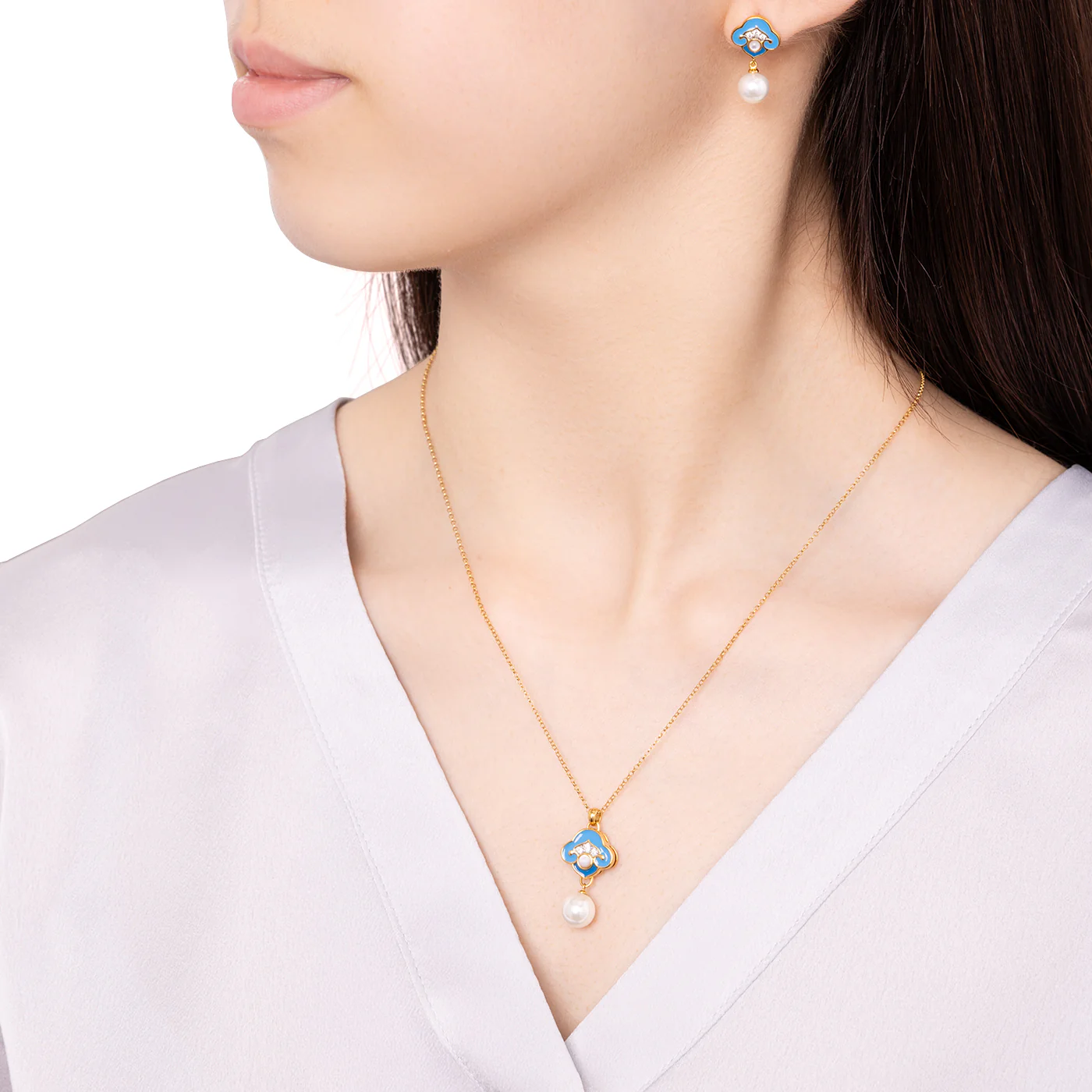 Heavenly Cloud Earrings Blue - Image 4