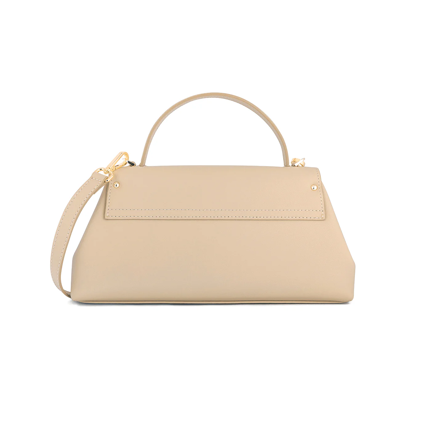 Italian Premium Leather Trapeze Bag Beige - Image 3