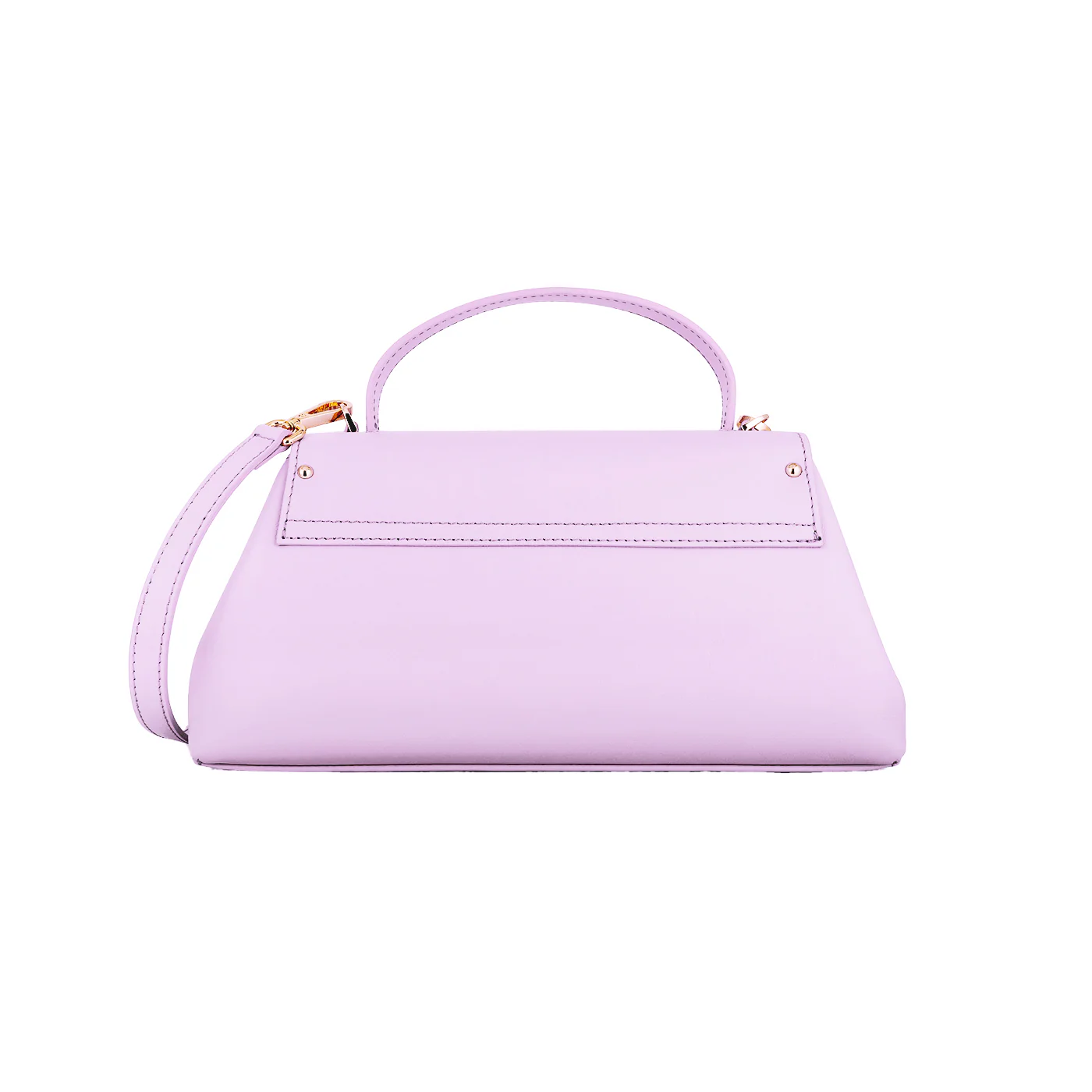 Italian Premium Leather Trapeze Bag Lavender Purple - Image 3