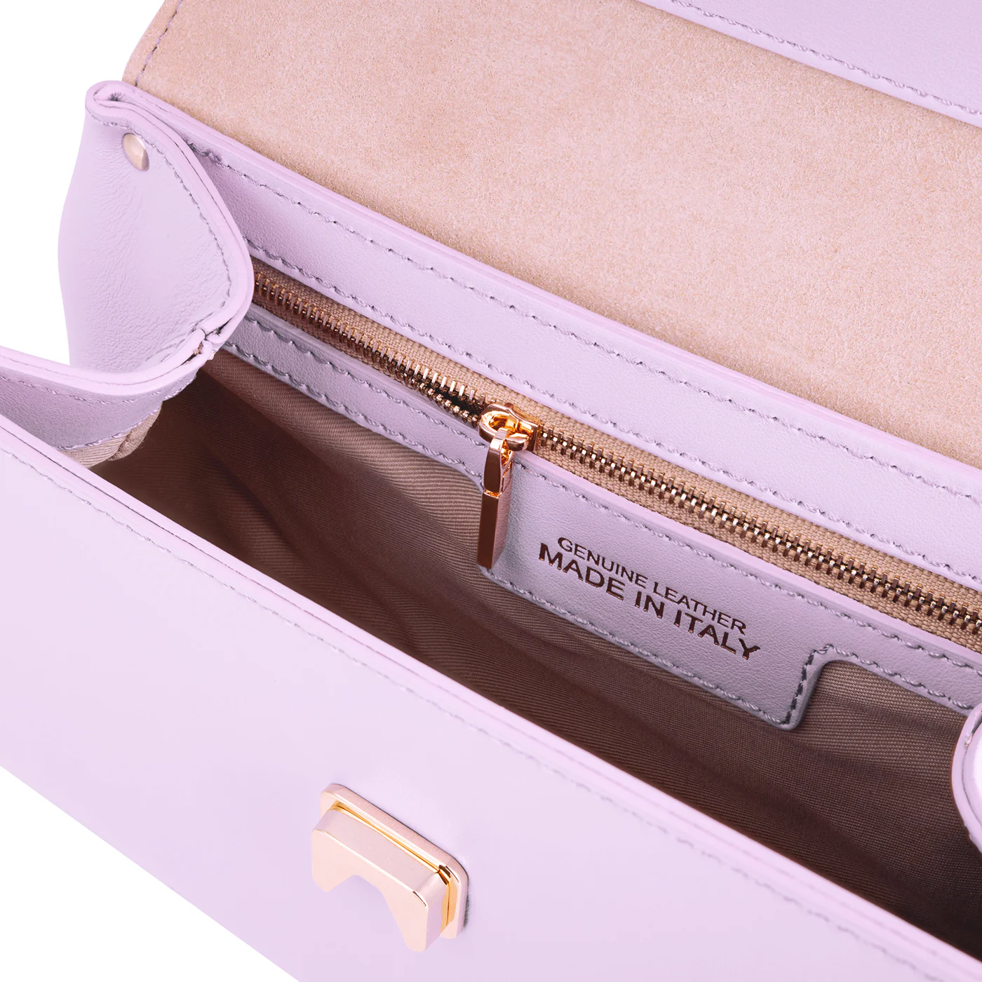 Italian Premium Leather Trapeze Bag Lavender Purple - Image 4