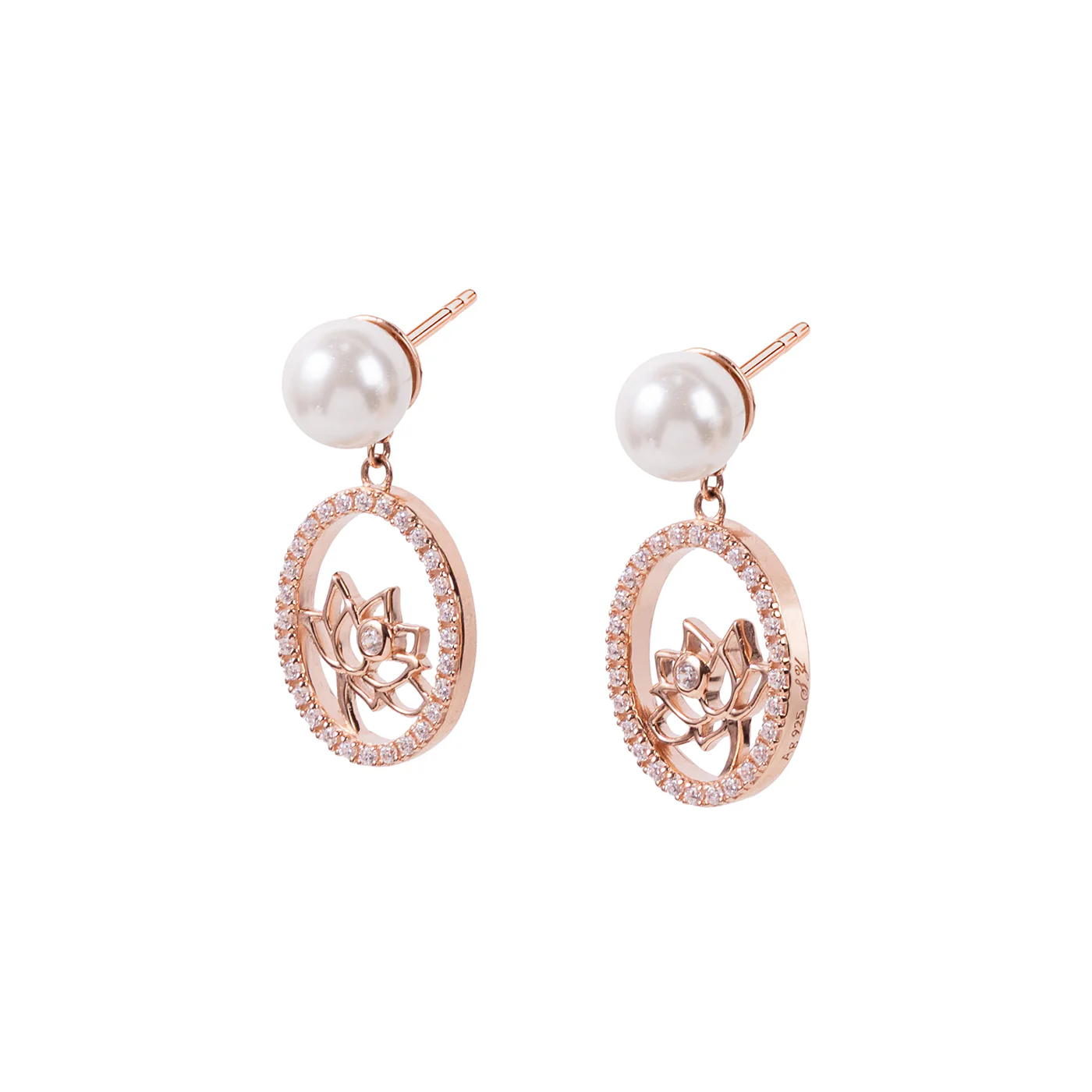 Lotus Fairies Drop Earrings Rose Gold - Image 2