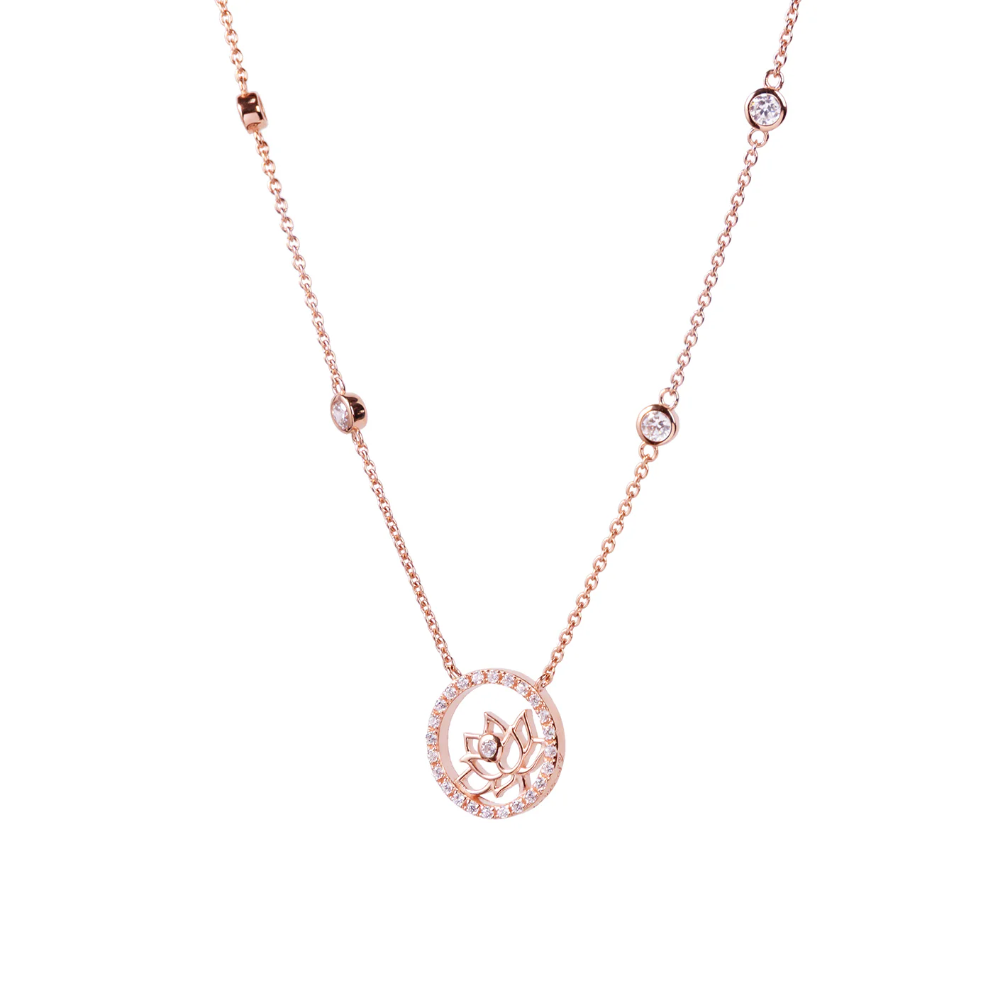 Lotus Fairies Necklace 17" Rose Gold - Image 2