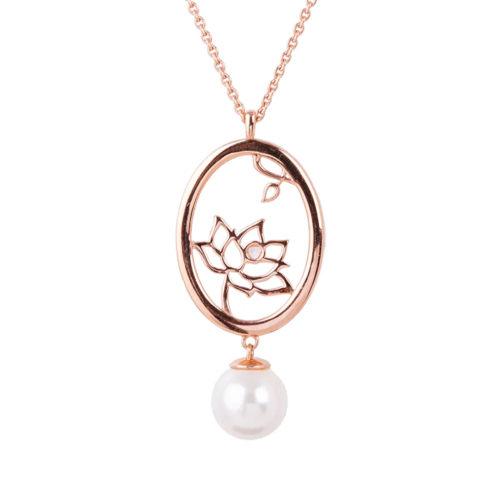 Lotus Fairies Oval Necklace Rose Gold - Image 4