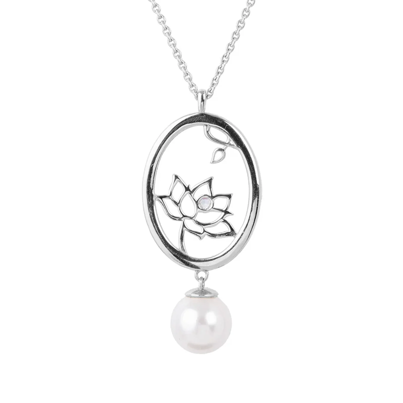 Lotus Fairies Oval Necklace Silver - Image 4