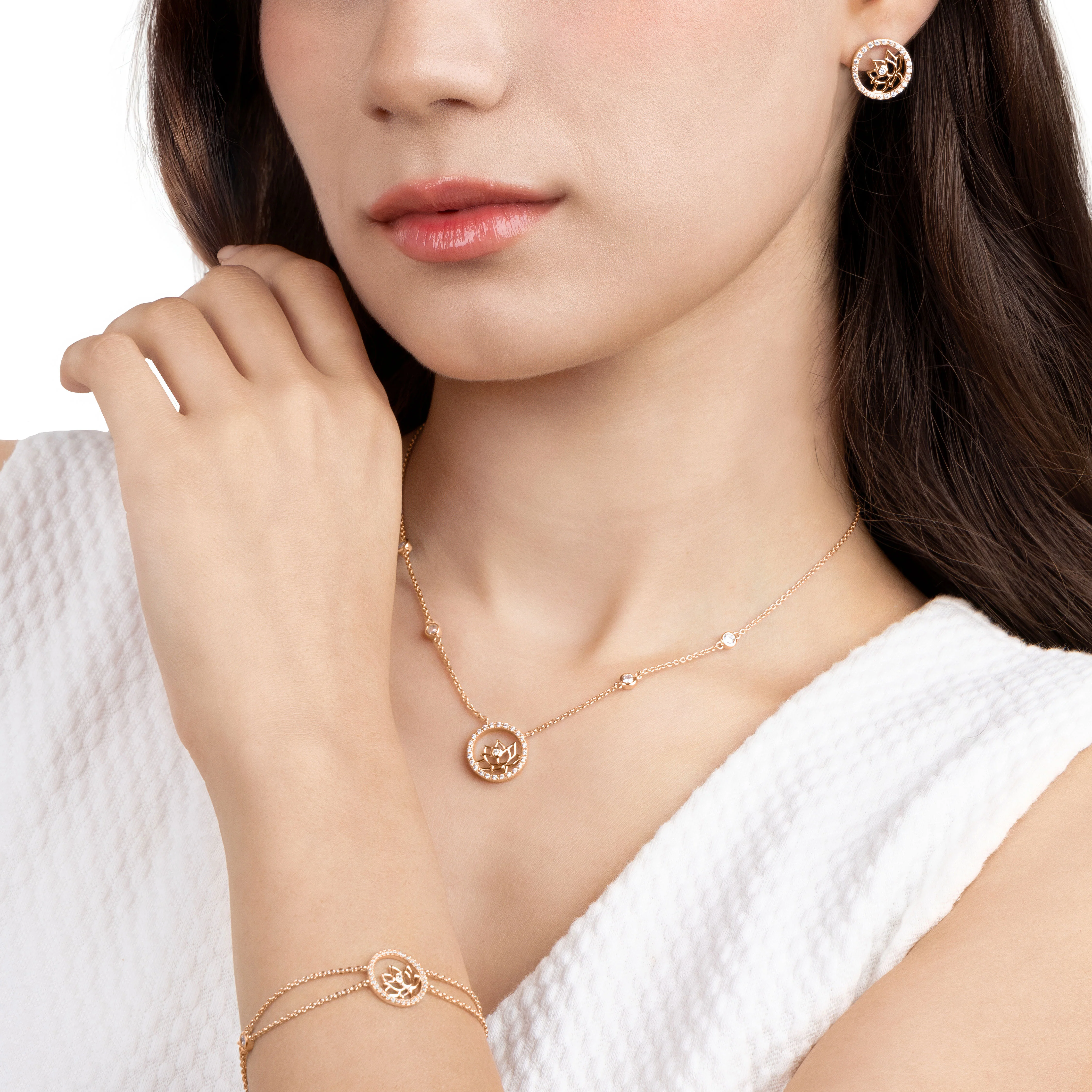 Lotus Fairies Necklace 17" Rose Gold - Image 3