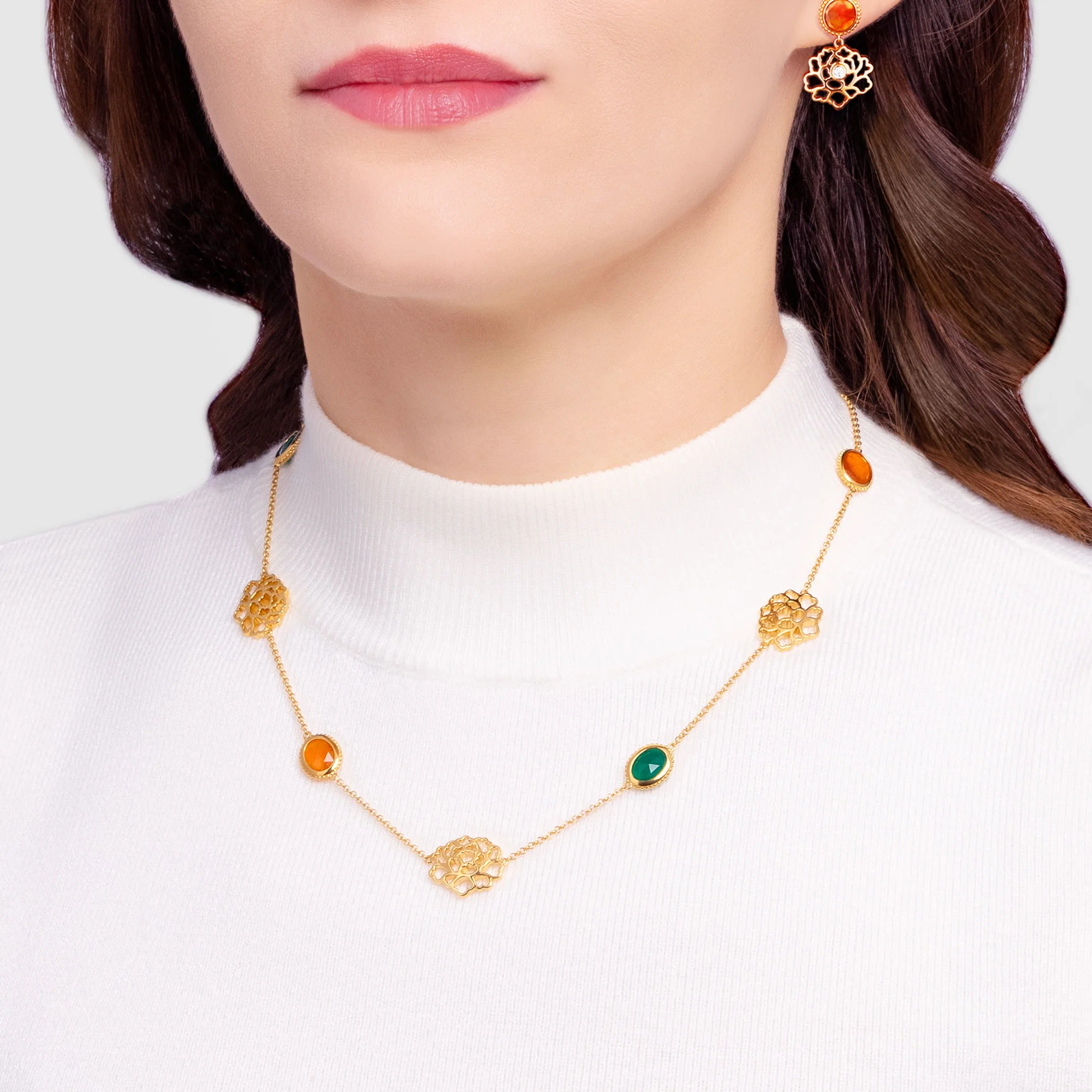 Majestic Tang Peony Necklace Gold Vermeil - Image 3