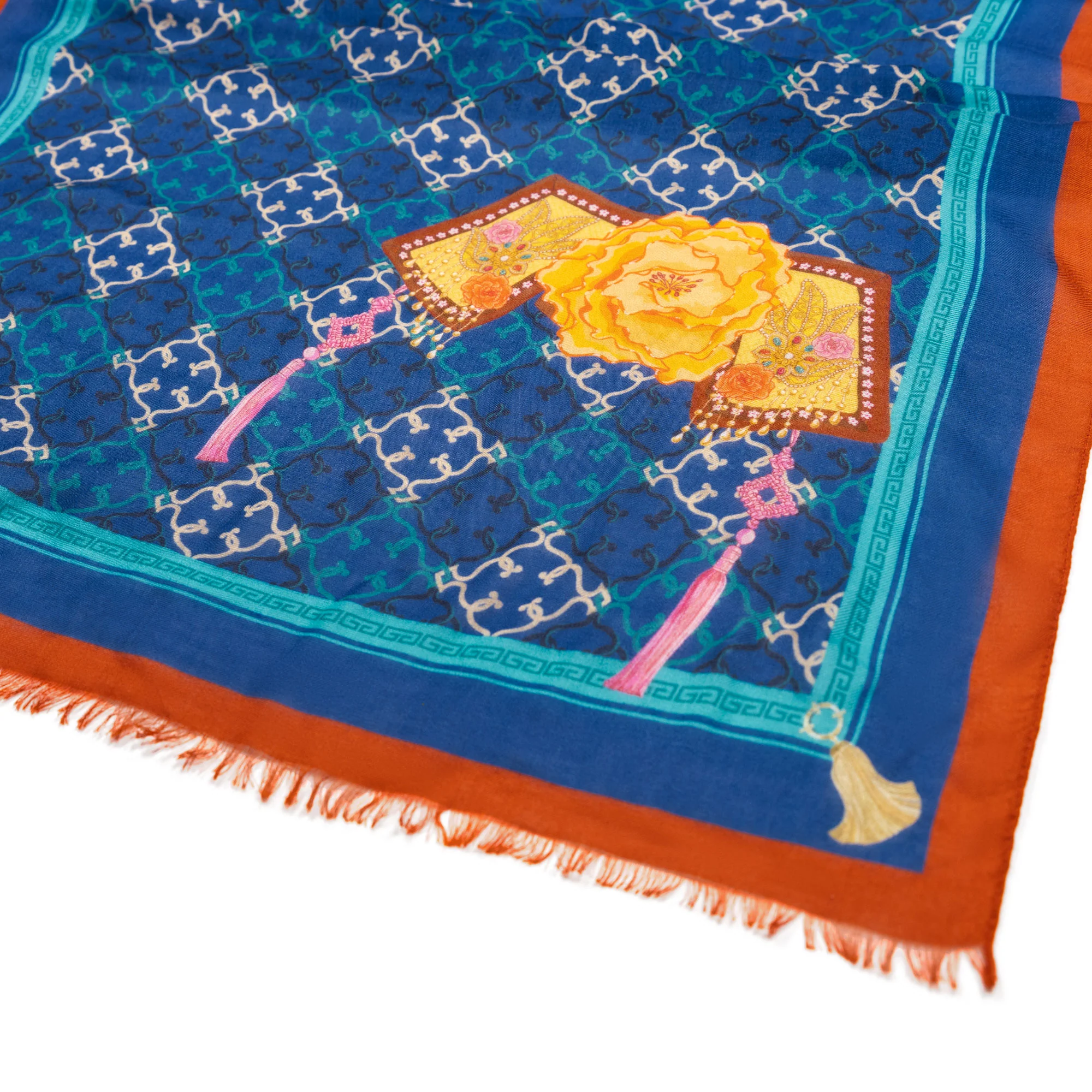 Manchurian Elegance Long Scarf - Blue - Image 3