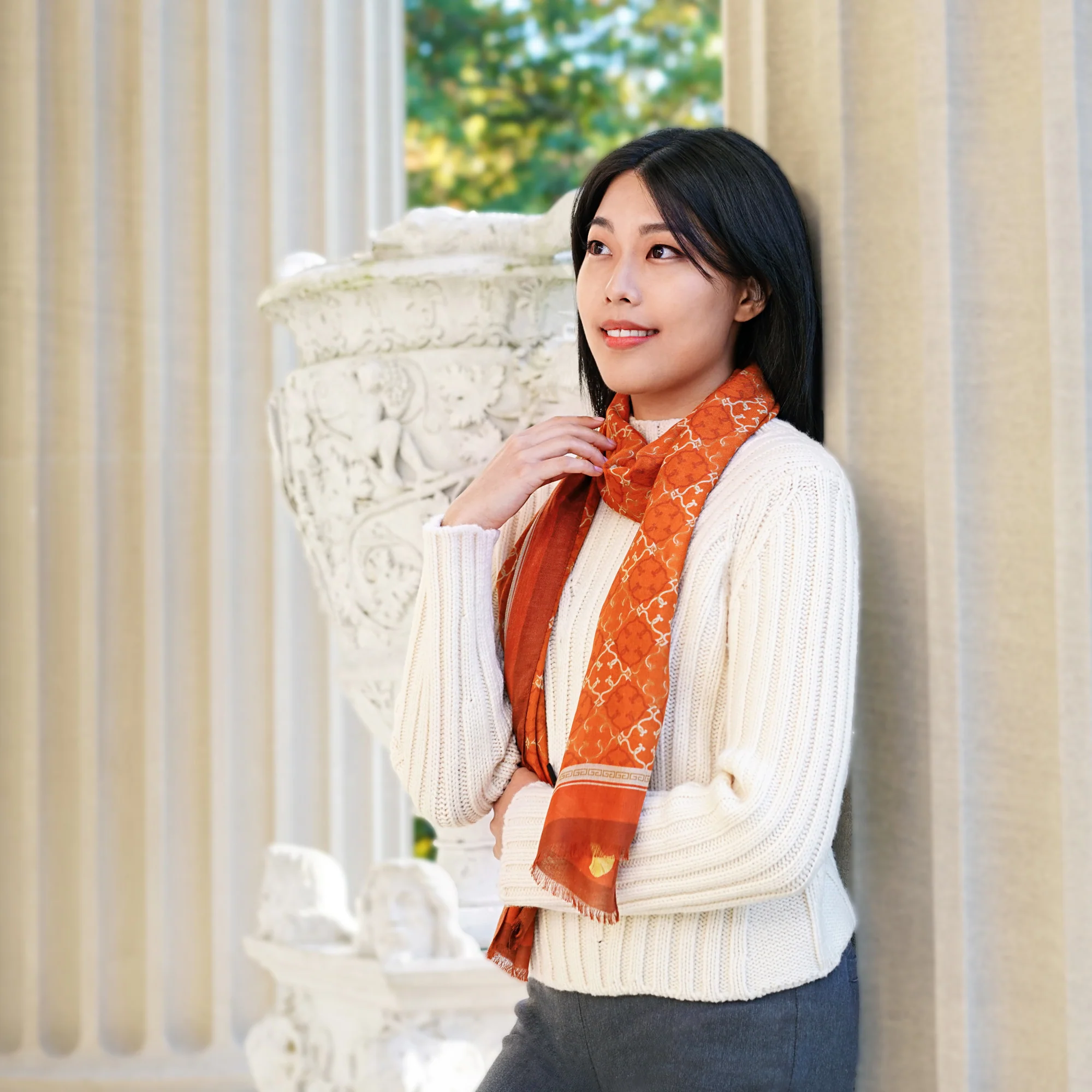Manchurian Elegance Long Scarf - Bronze - Image 4