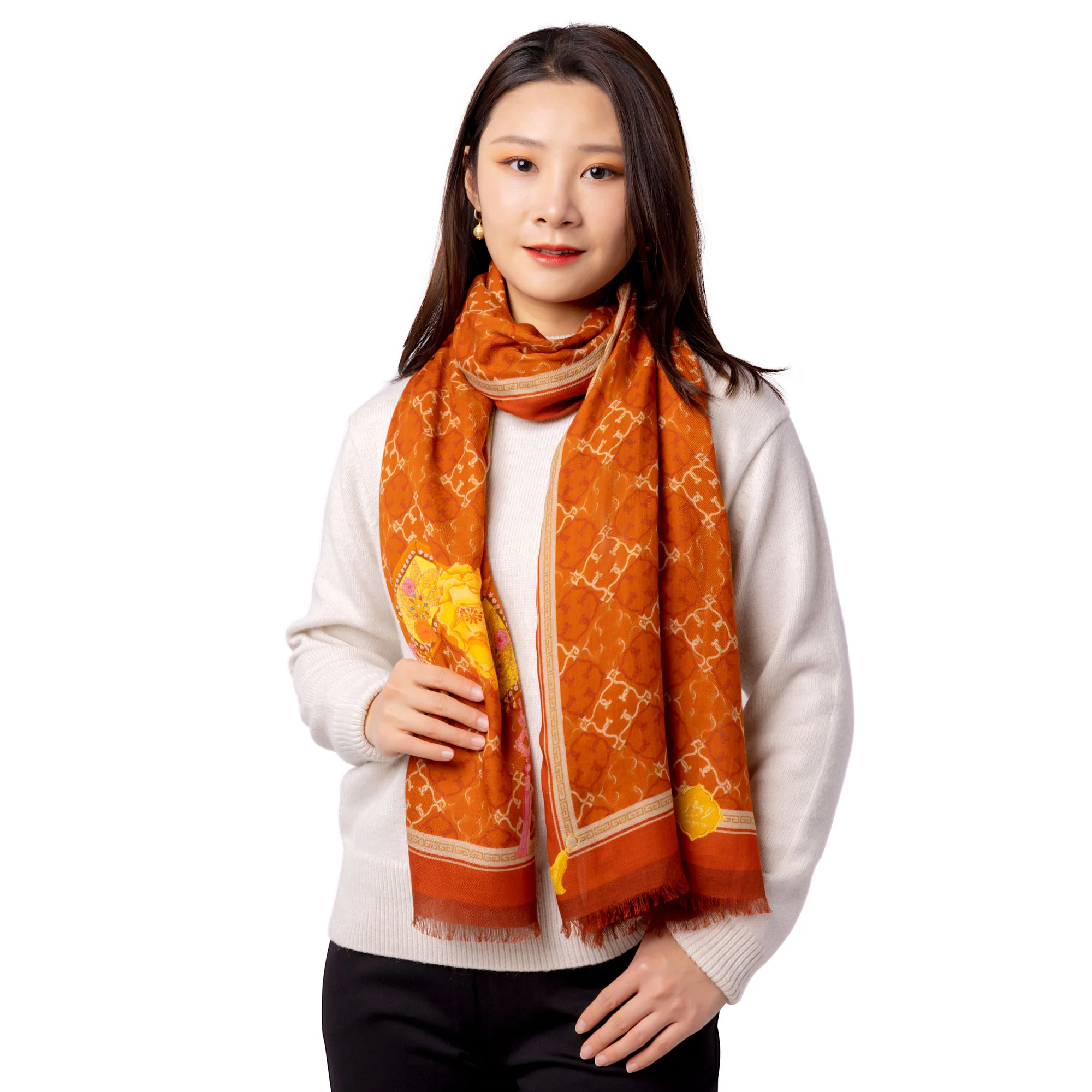Manchurian Elegance Long Scarf - Bronze - Image 5