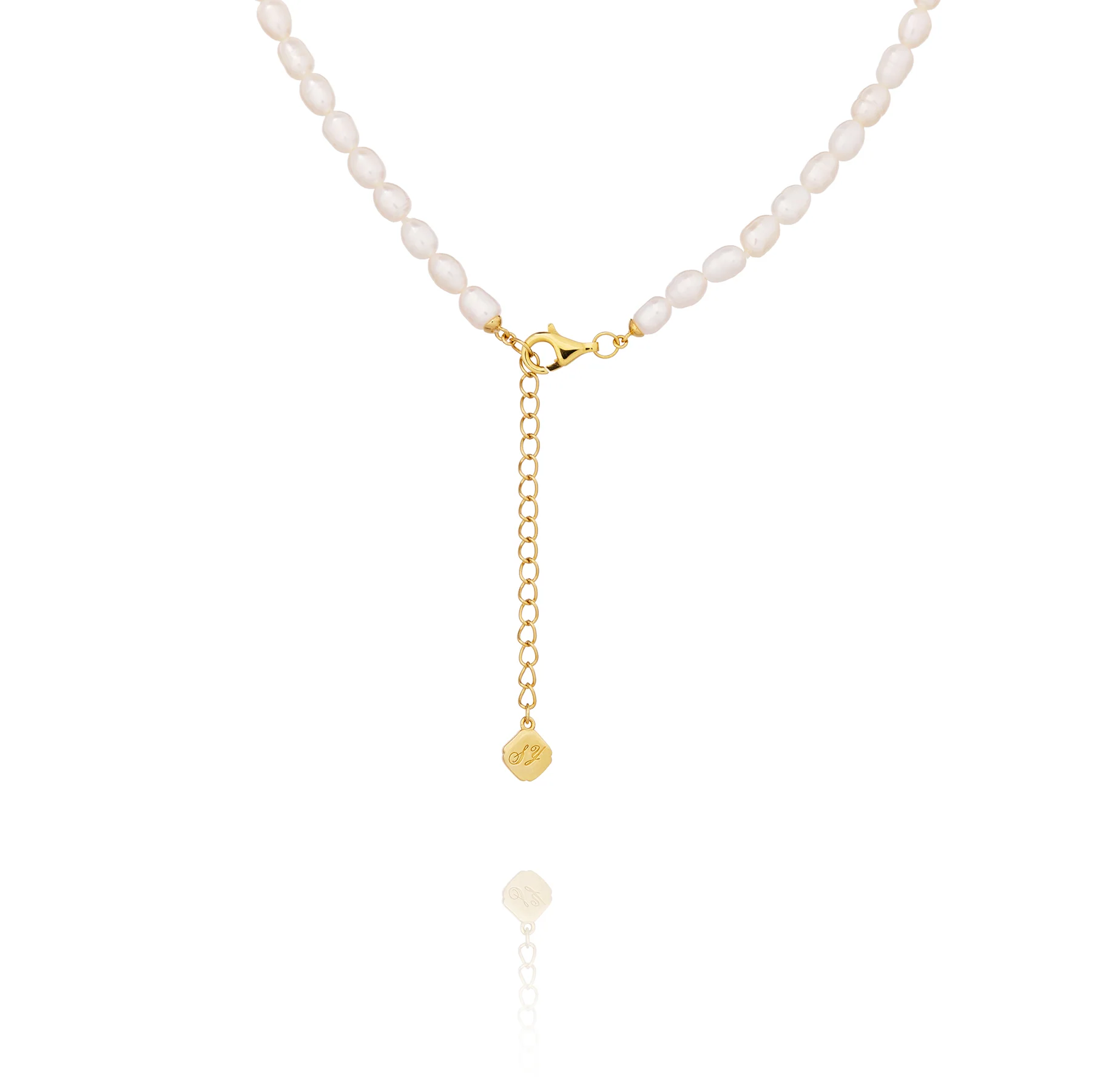 Pearl Charm Clasp Necklace Gold - Image 3