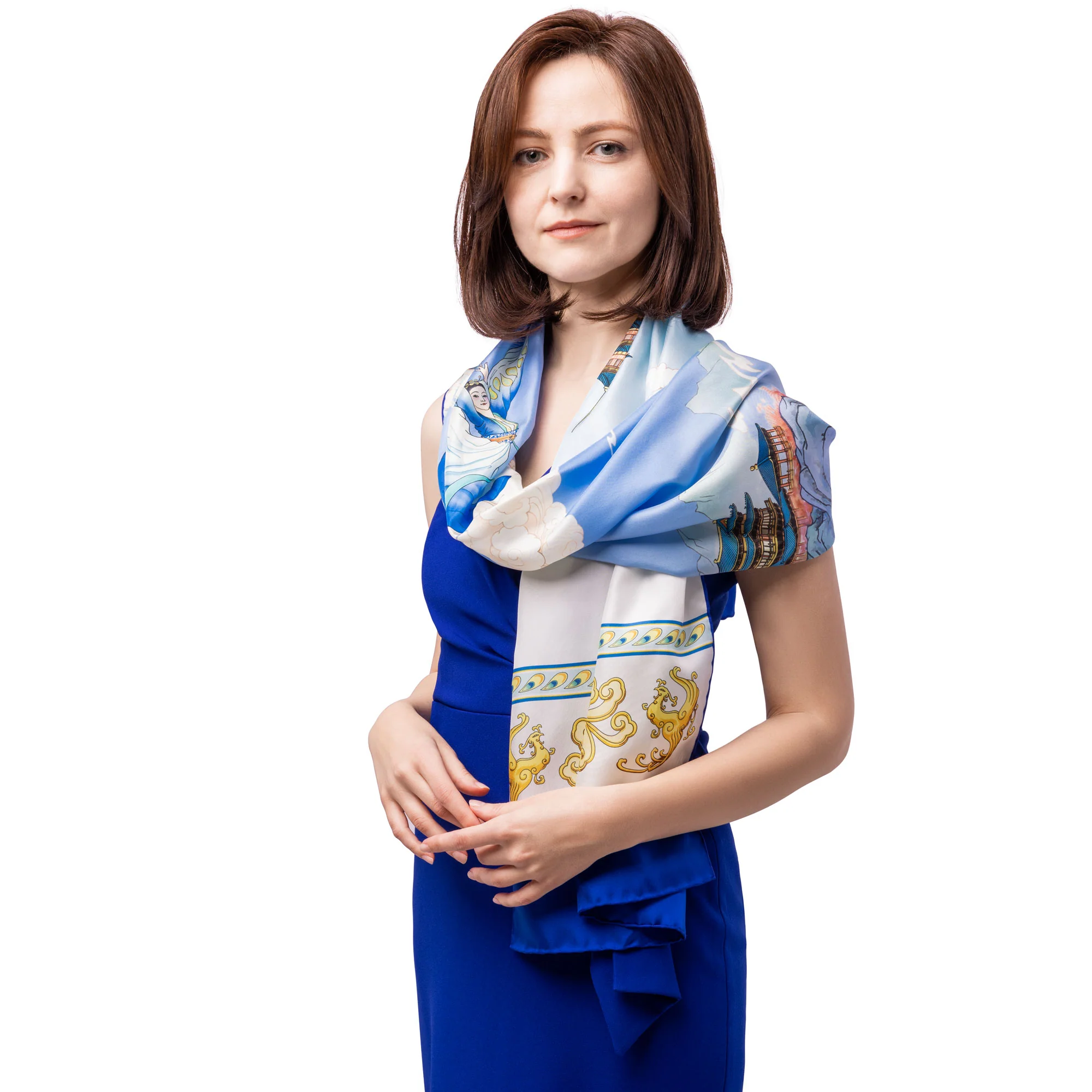 Phoenix of the Sapphire World Long Silk Scarf - Image 4
