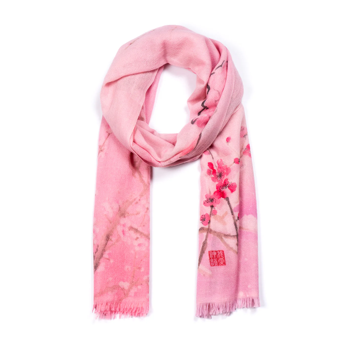 Plum Blossom 100% Cashmere Scarf - Pink - Image 2