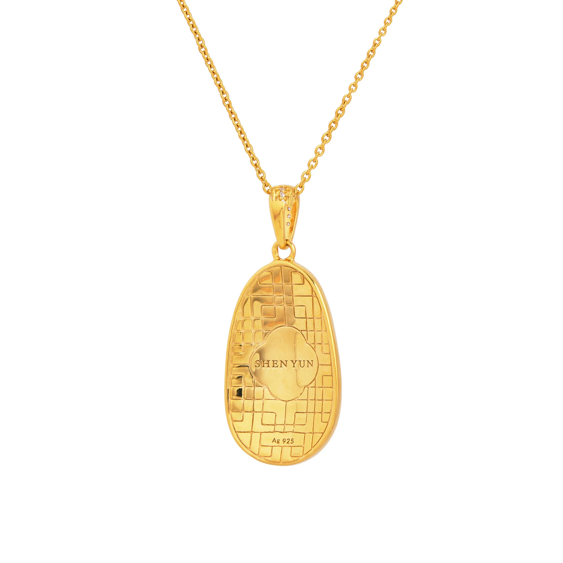 Plum Blossom Mosaic Mother of Pearl Necklace Gold - Image 3