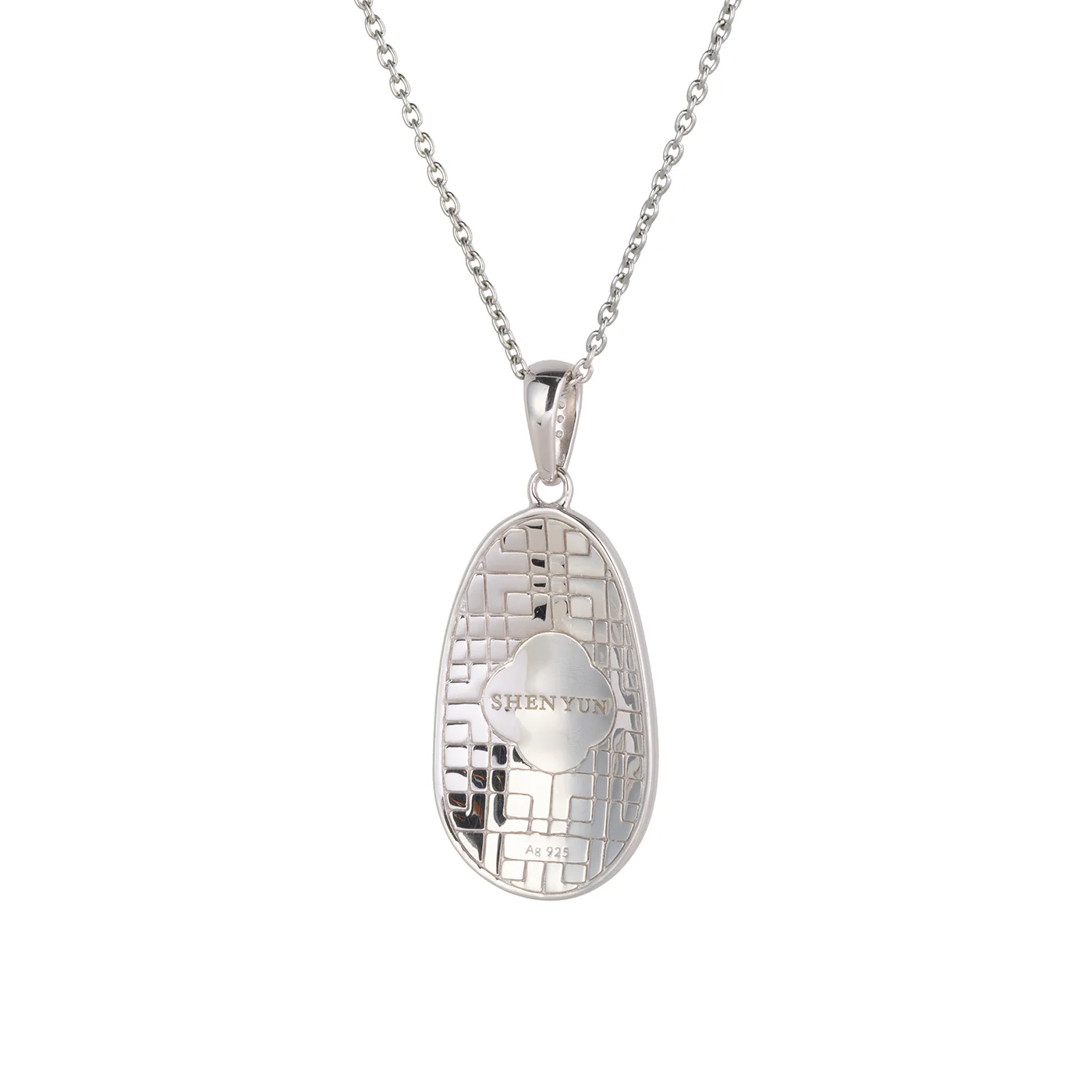 Plum Blossom Mosaic Mother of Pearl Necklace Silver - Image 3