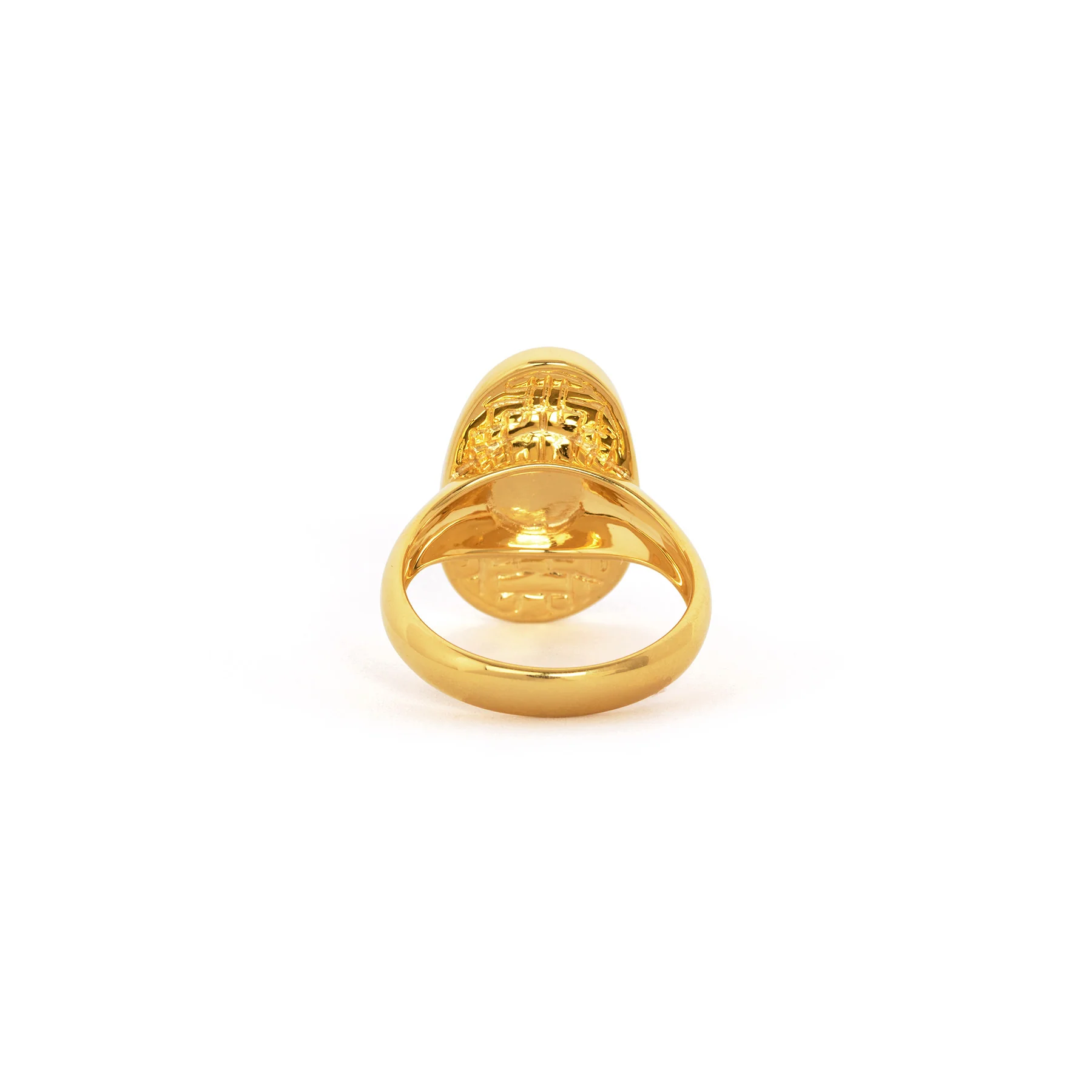 Plum Blossom Mosaic Mother of Pearl Ring Gold - Image 3