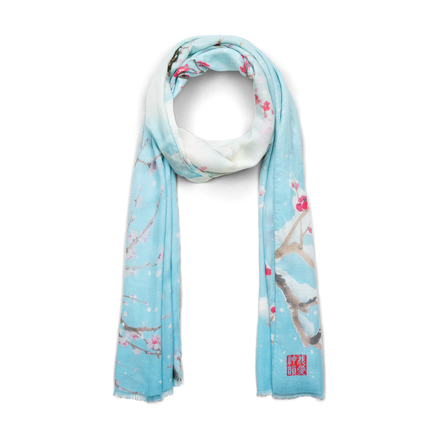 Plum Blossom Scarf - Light Blue - Image 2