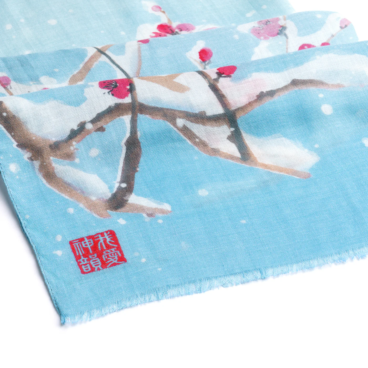 Plum Blossom Scarf - Light Blue - Image 3