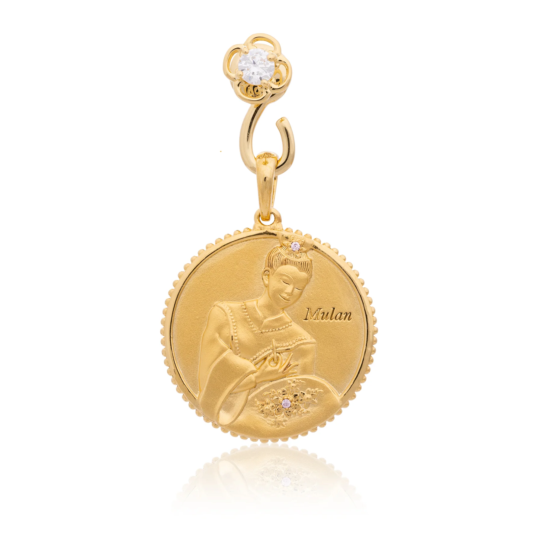 Ruyi Charm Hoop Earrings Gold - Image 2