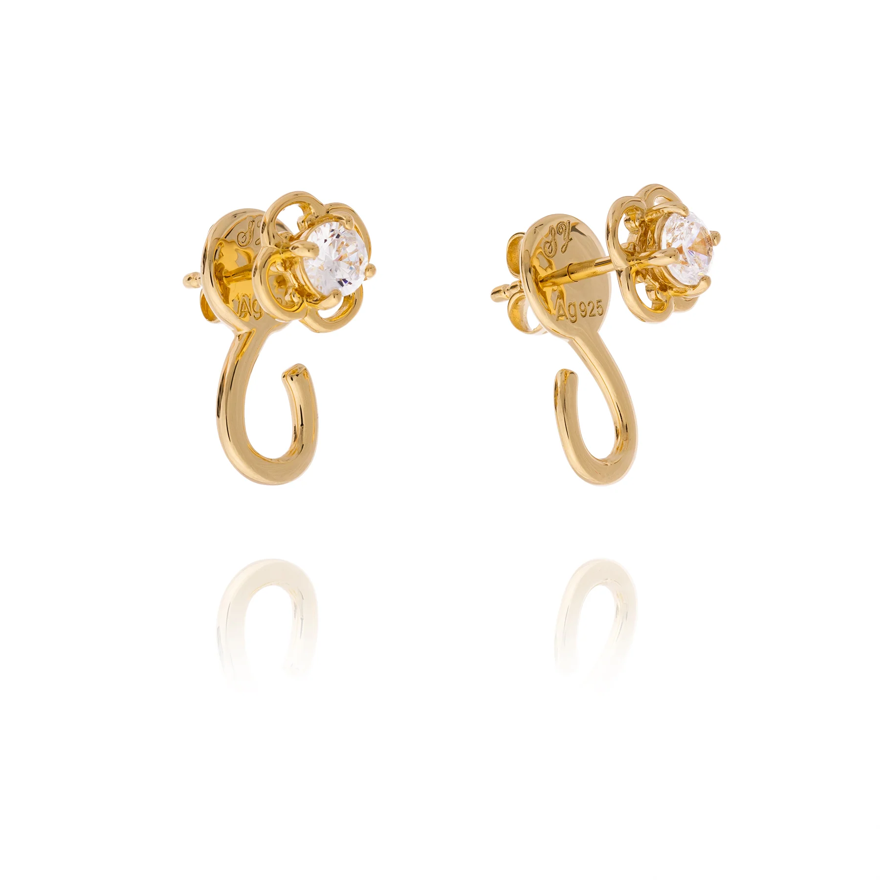 Ruyi Charm Hoop Earrings Gold - Image 3